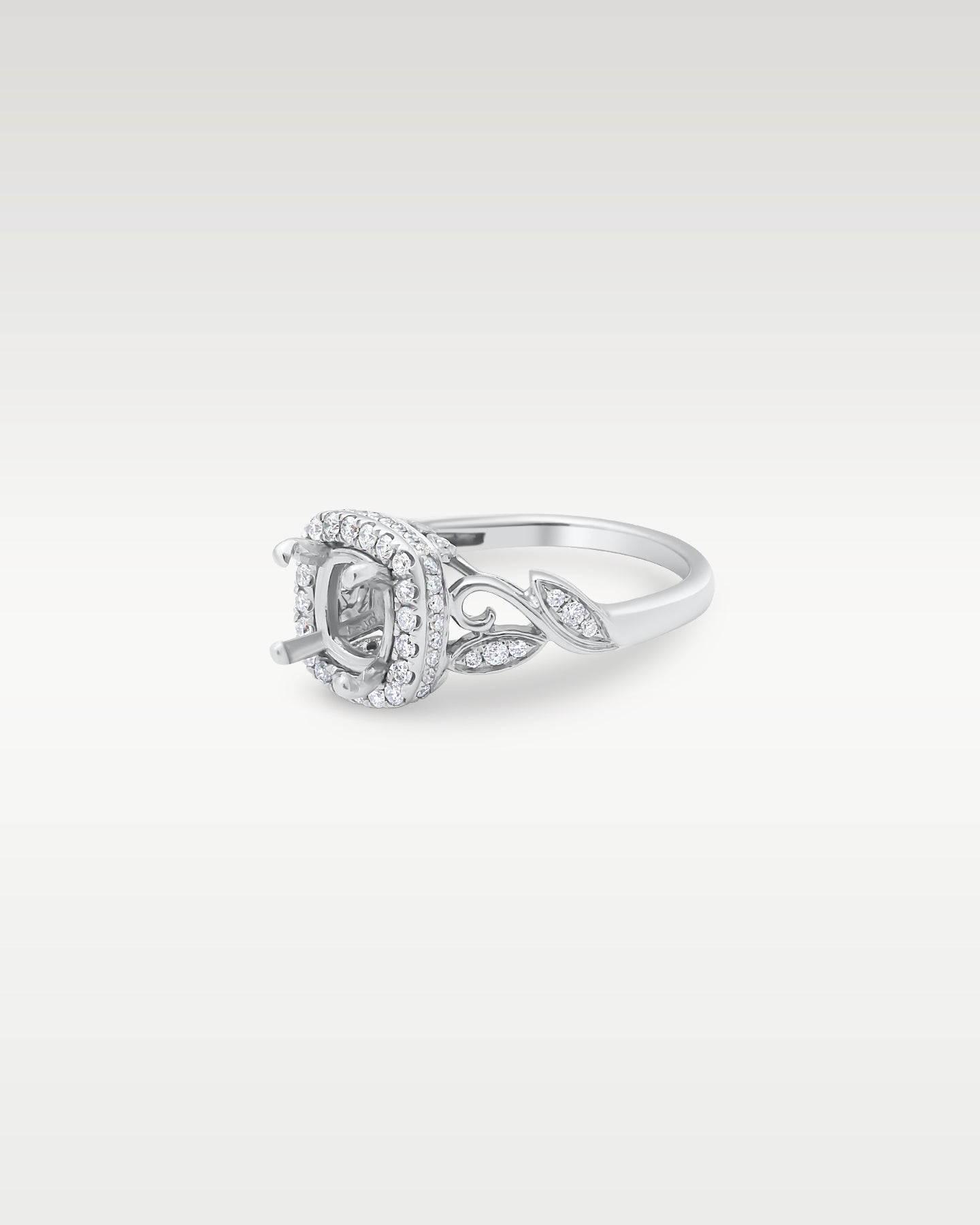 0.50ct Diamond Cushion Halo Ring Setting in 14K White Gold | Frisco, Texas Jewelry Store