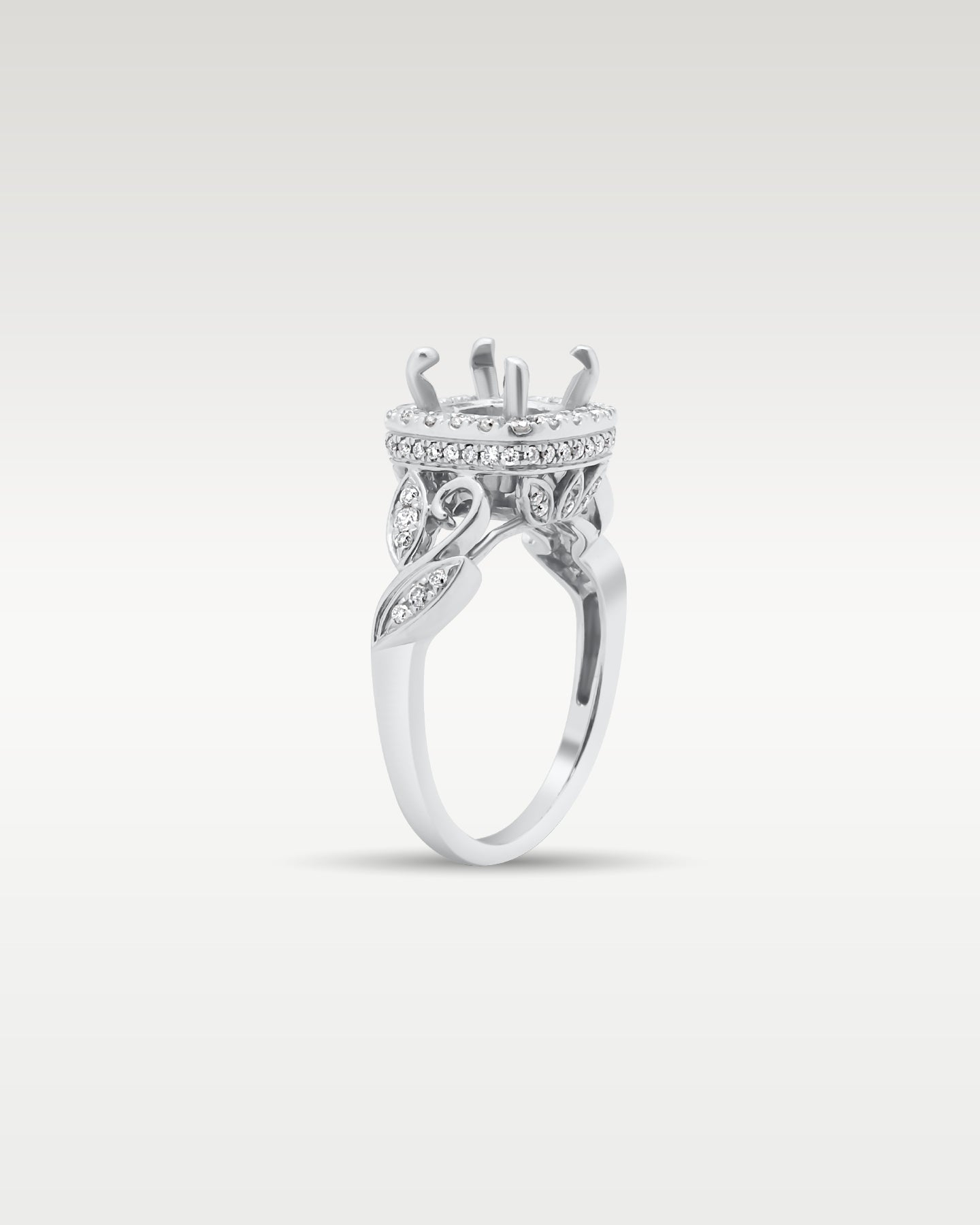 0.50ct Diamond Cushion Halo Ring Setting in 14K White Gold | Frisco, Texas Jewelry Store