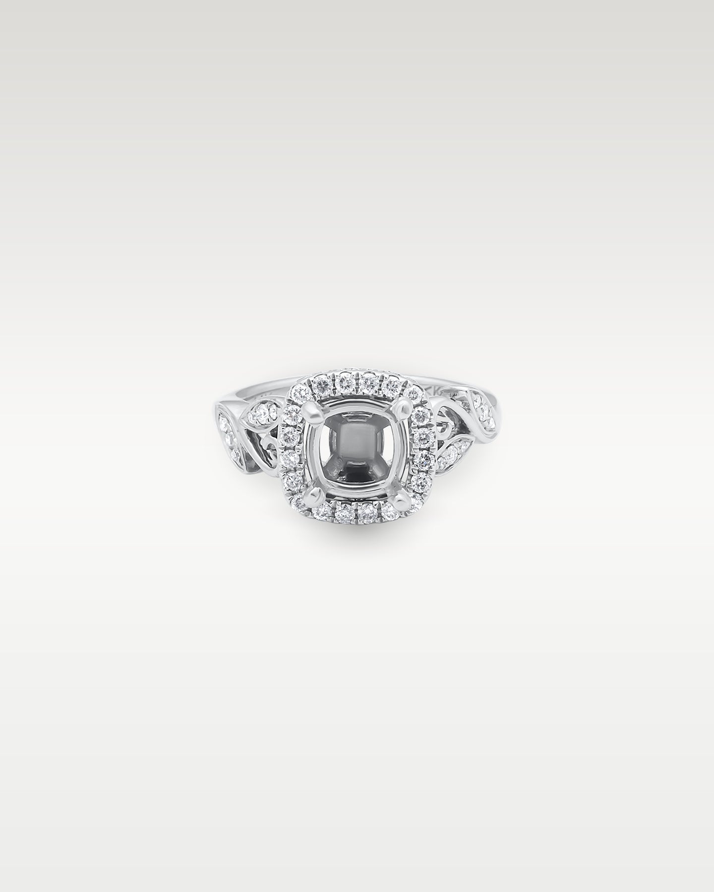 0.50ct Diamond Cushion Halo Ring Setting in 14K White Gold | Frisco, Texas Jewelry Store