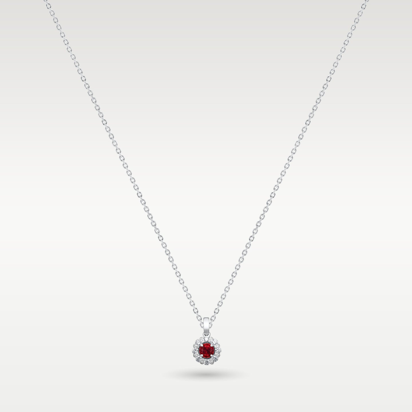 18k White Gold Ruby & Diamond Pendant