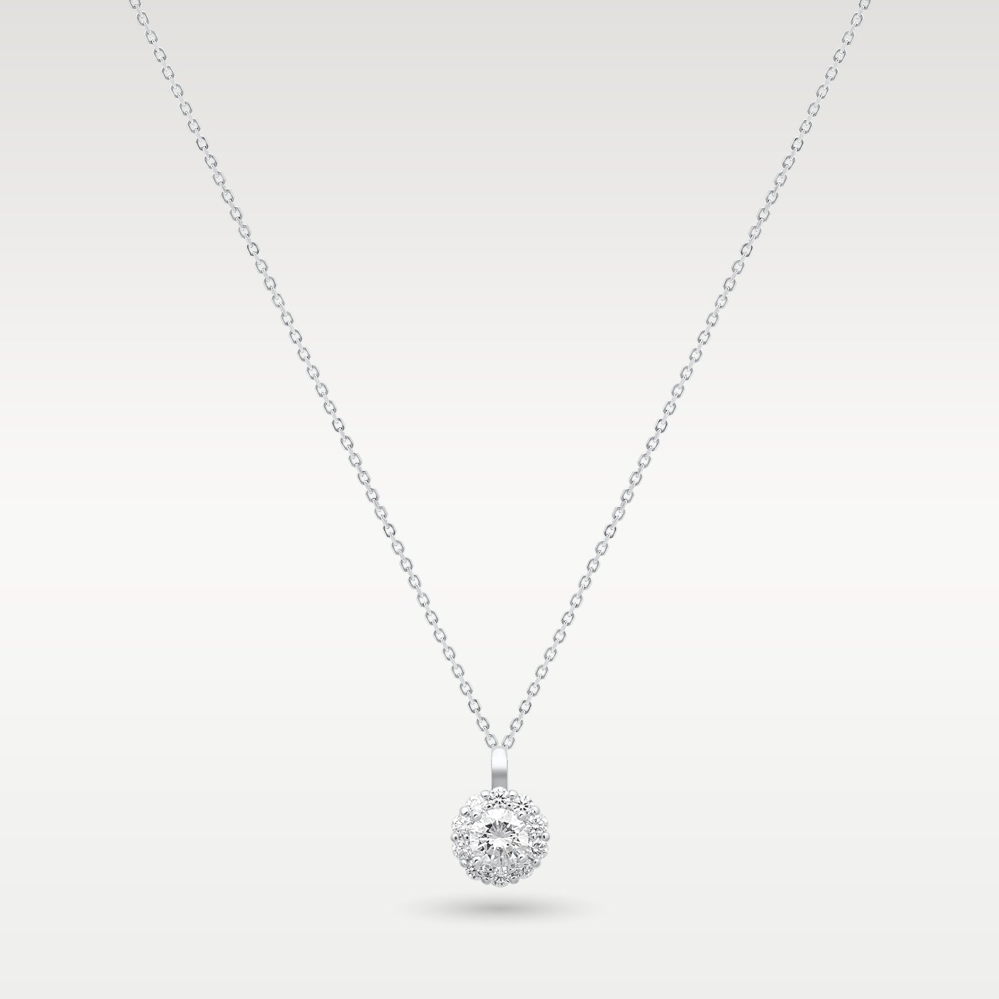 14k White Gold Brilliant-Cut Diamond Halo Pendant
