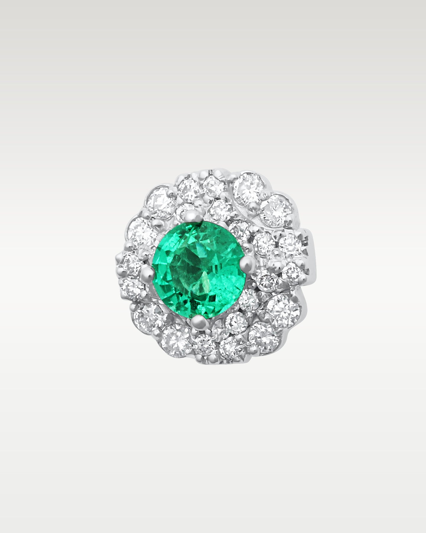 1.23ct Emerald & 0.80ct Diamond Stud Earrings in 18K White Gold | Frisco, Texas Jewelry Store