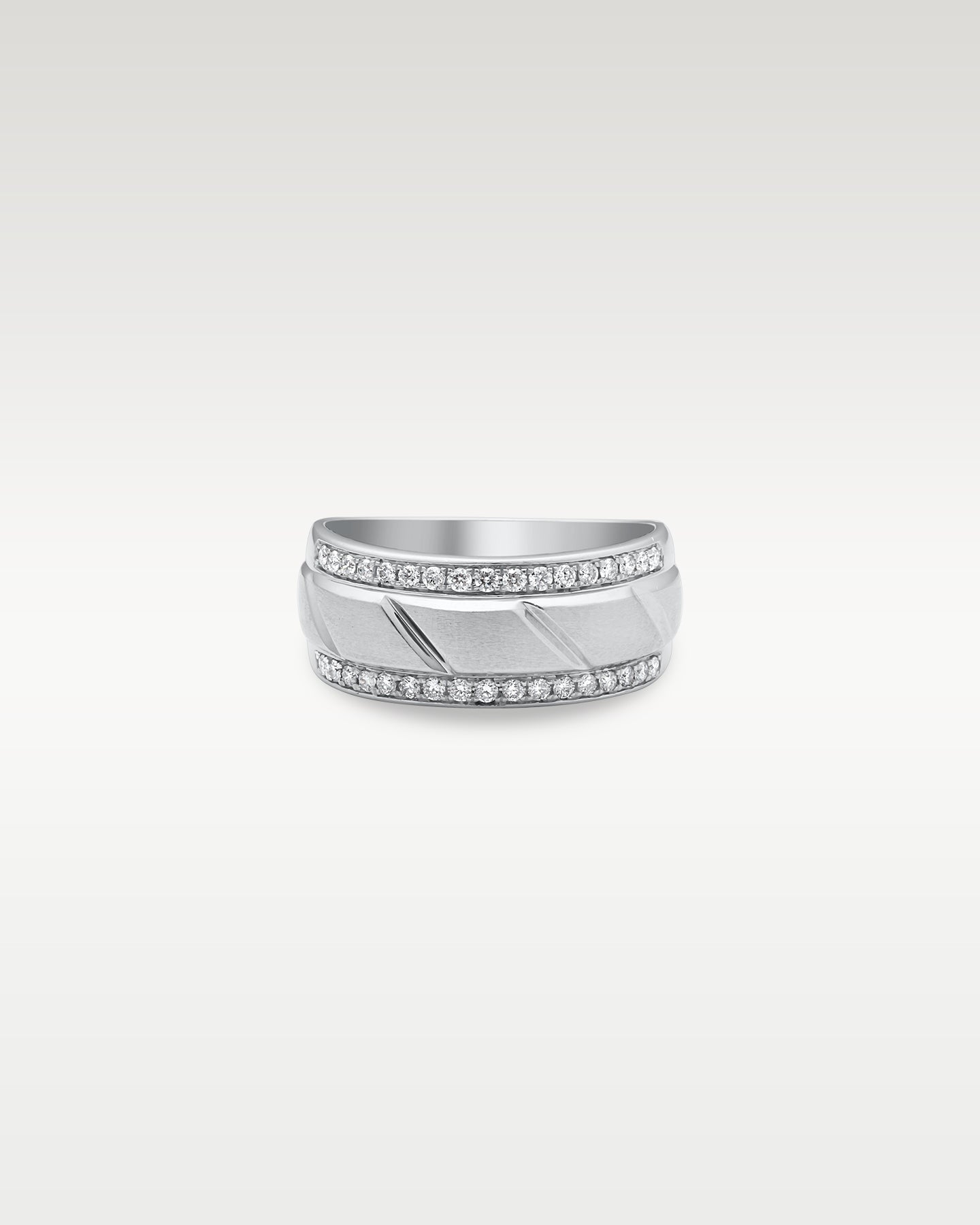 White Gold Diagonal Grooved Diamond Band | Noah's Fine Jewelry Frisco