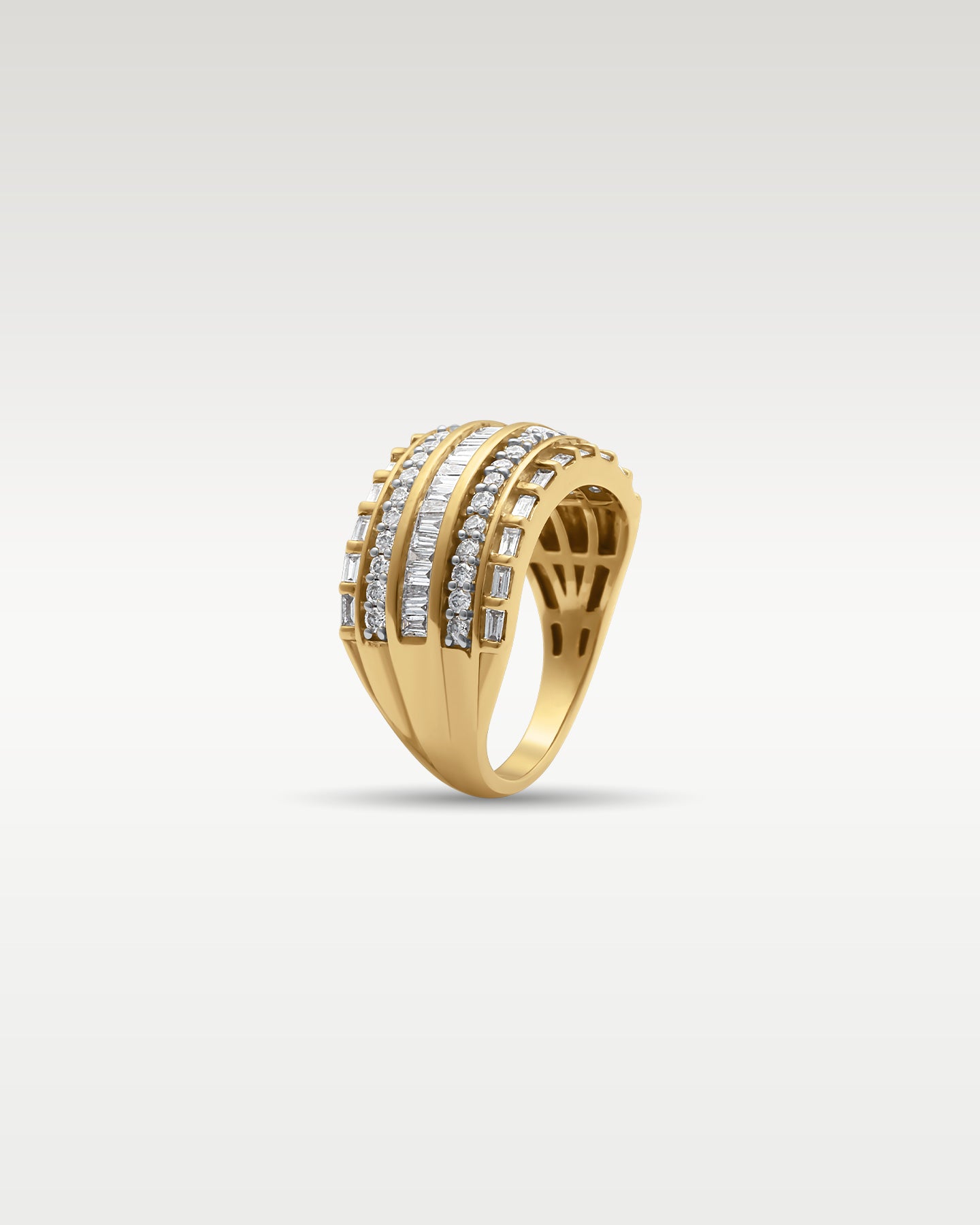 10k Yellow Gold Five Row Diamond Ring | Noah's Fine Jewelry Frisco TX