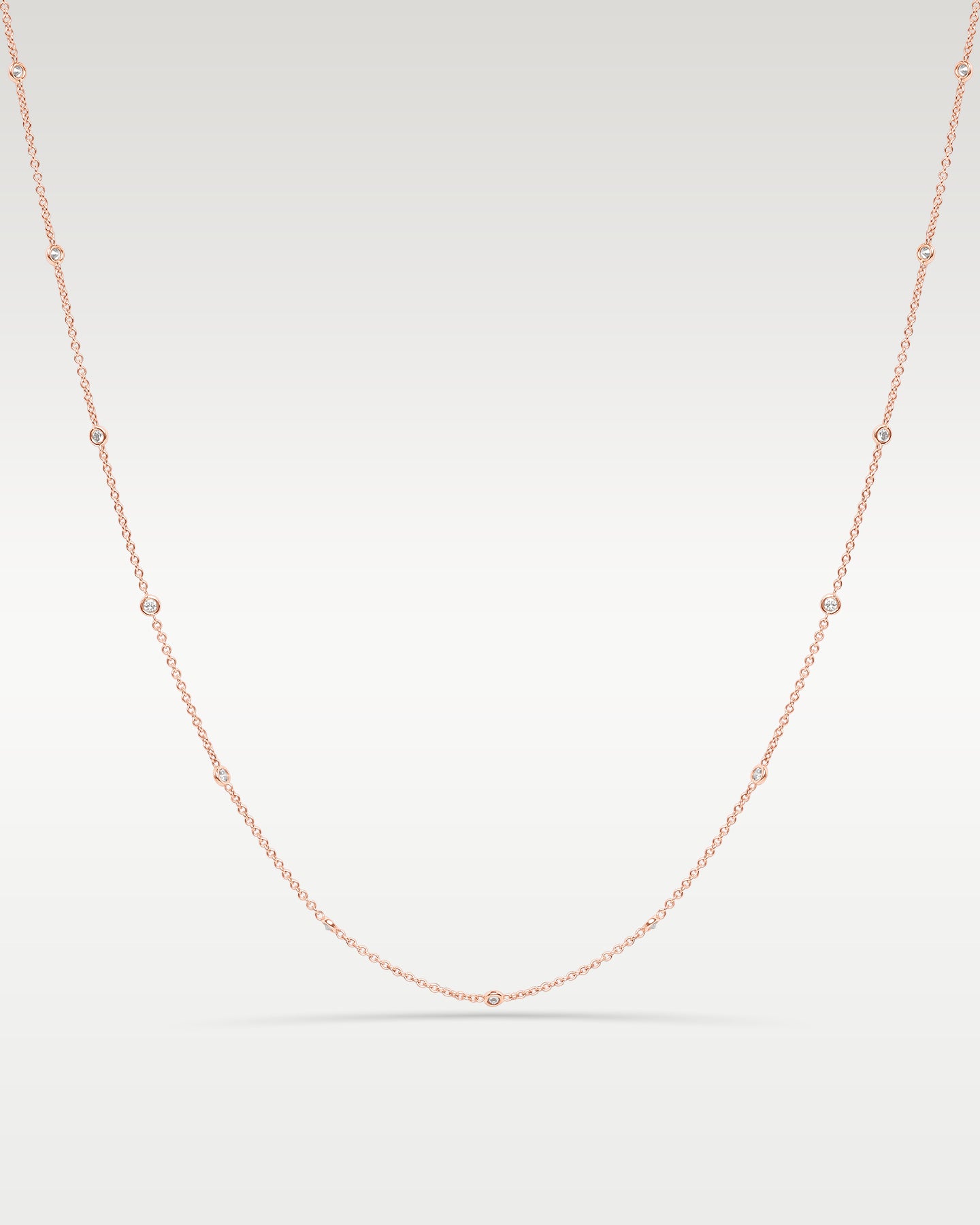 14K Rose Gold 0.73ct Diamond by the Yard Necklace
