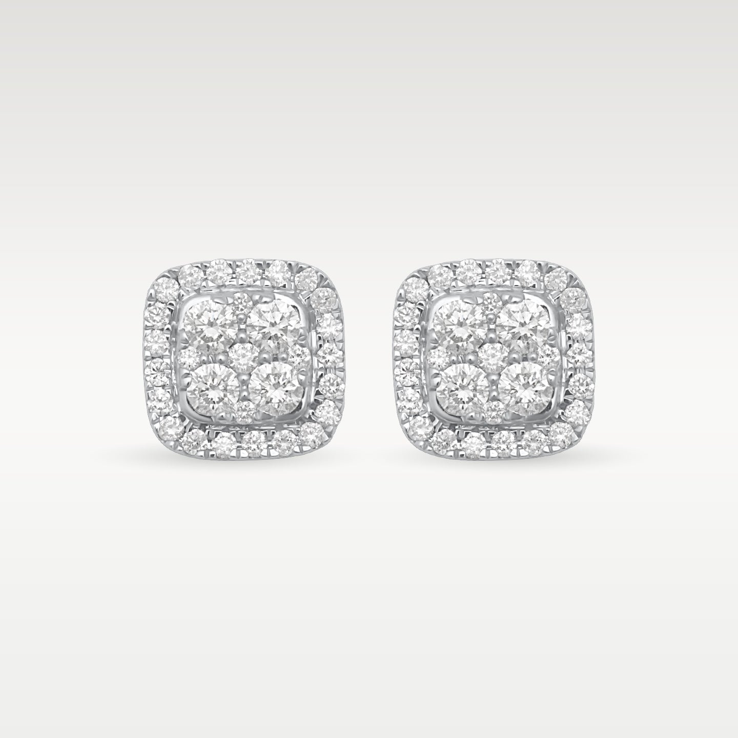 14K White Gold Diamond Cluster Studs | Noah's Fine Jewelery Frisco, TX