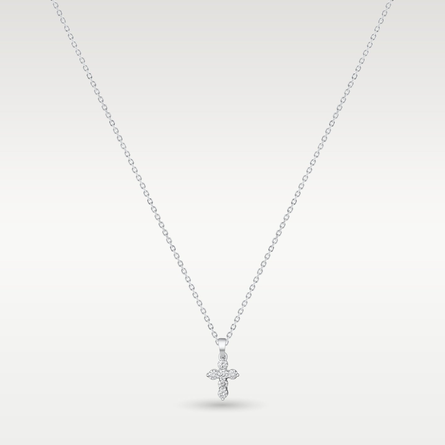 14K White Gold Diamond Cross Pendant