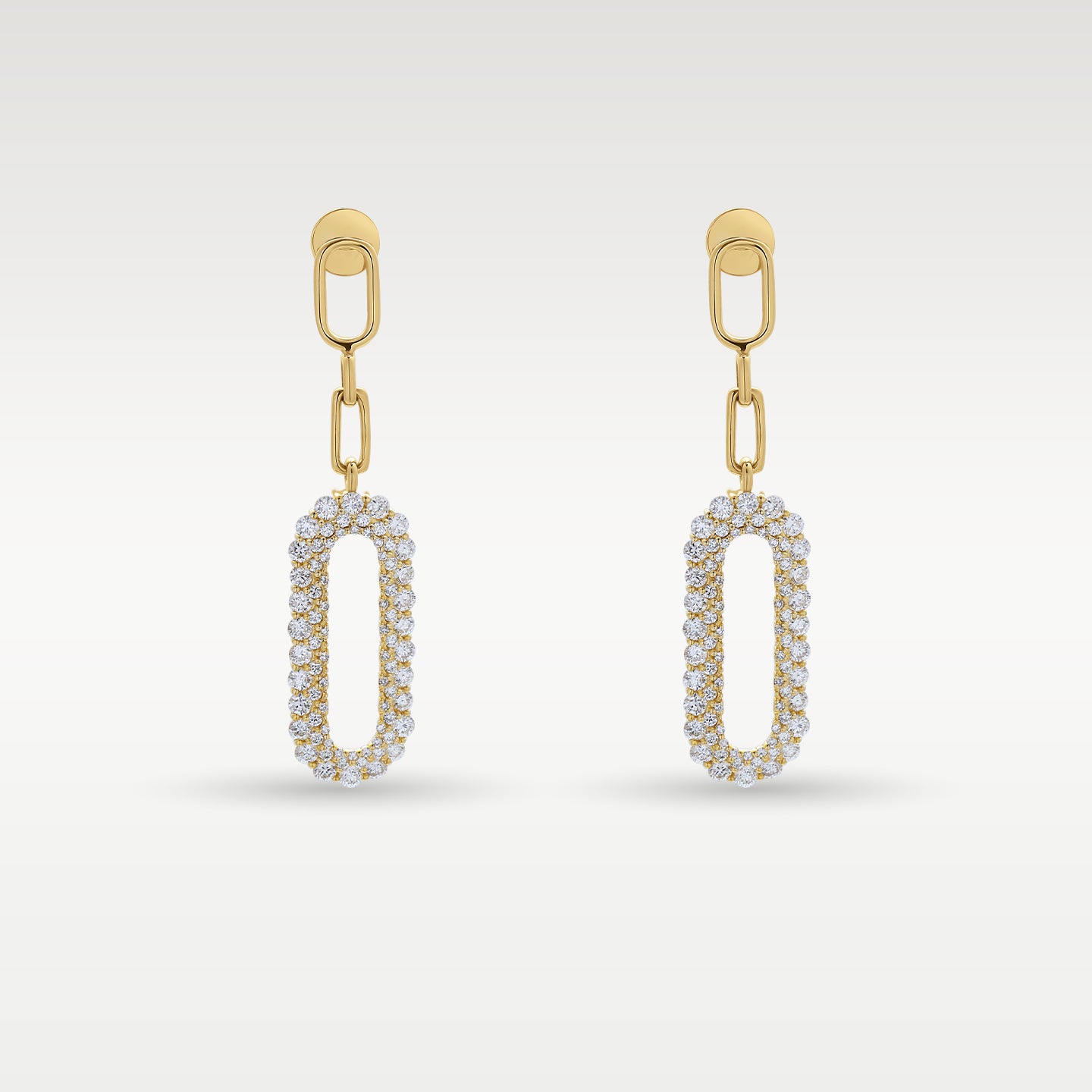 14K Yellow Gold Paperclip Diamond Drop Earrings | Noah's Fine Jewlery Frisco, TX