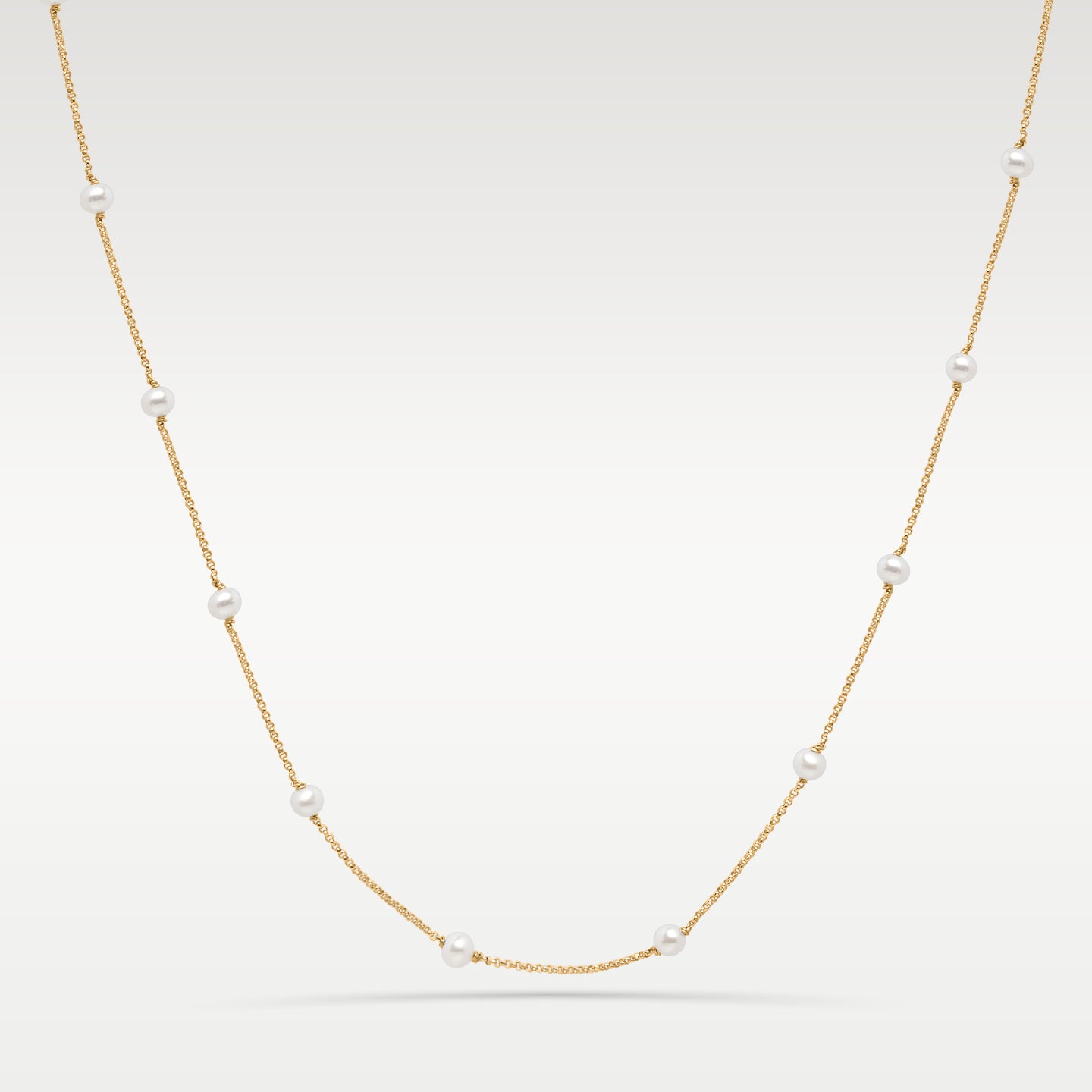14K Yellow Gold Pearl Station Necklace | Noah's Fine Jewelry Frisco, Texas