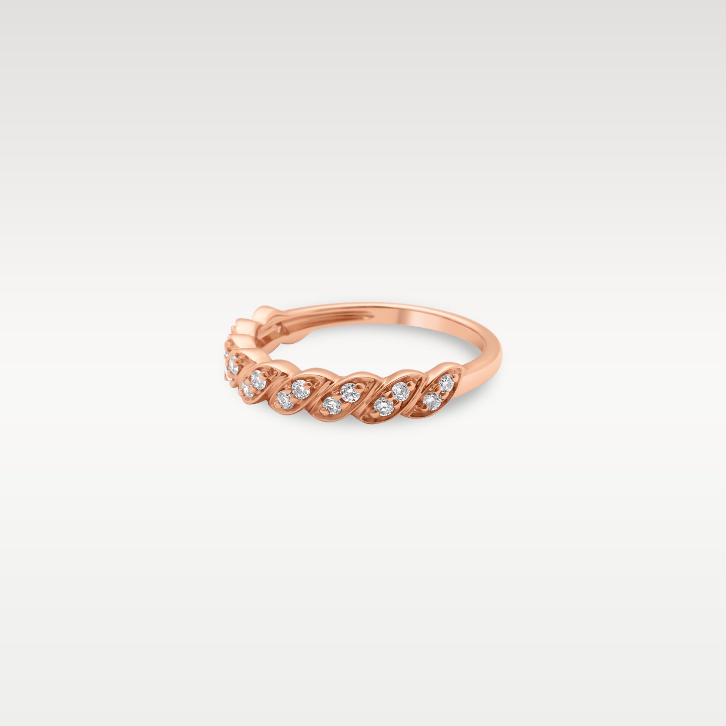 14k Rose Gold Round Diamond Rope Band | Noah's Fine Jewelry Frisco TX