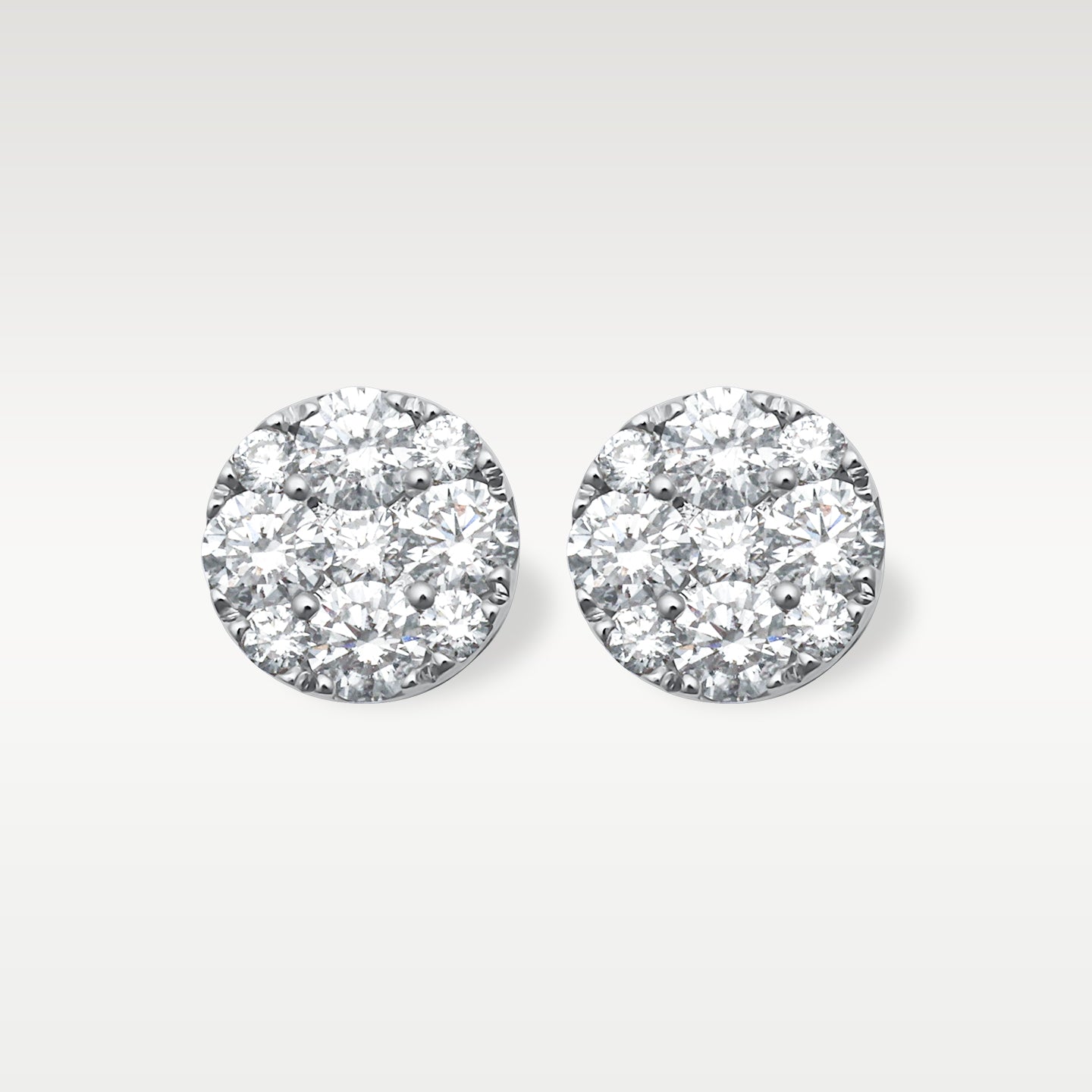 14k White Gold 0.75ct Diamond Cluster Stud Earrings