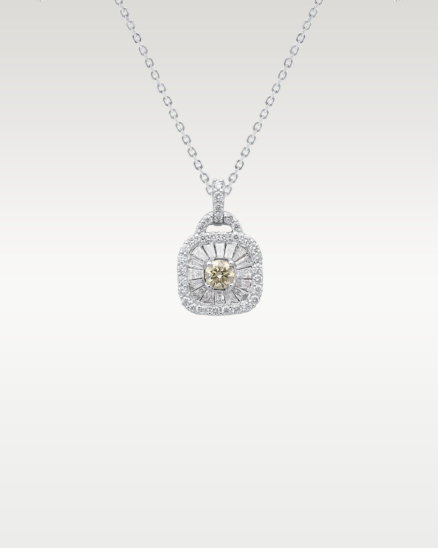 14k White Gold Diamond Cluster Necklace