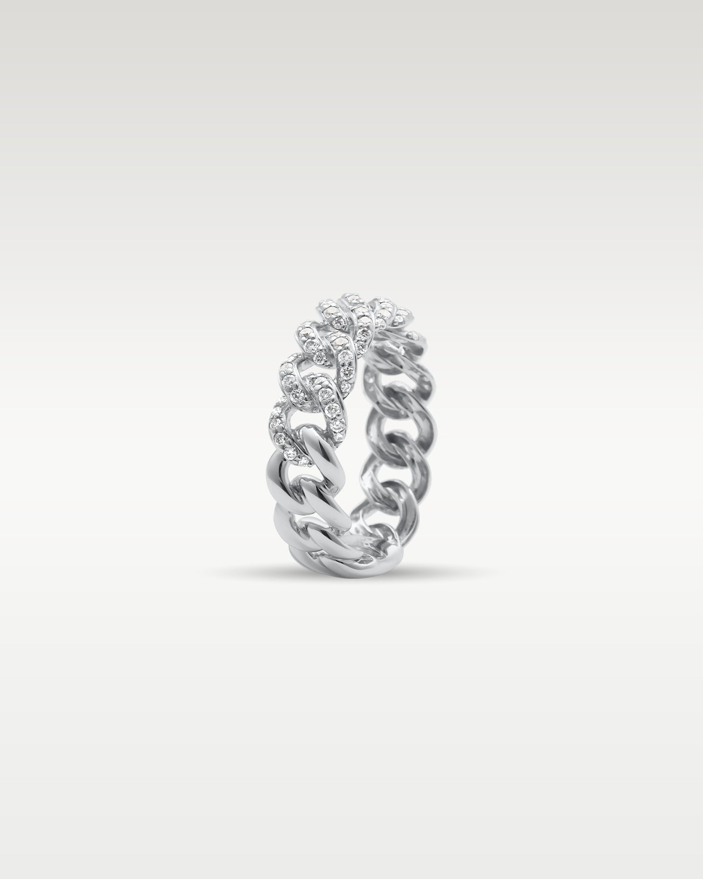 14k White Gold Diamond Chain Link Ring | Noah's Fine Jewelry Frisco Texas