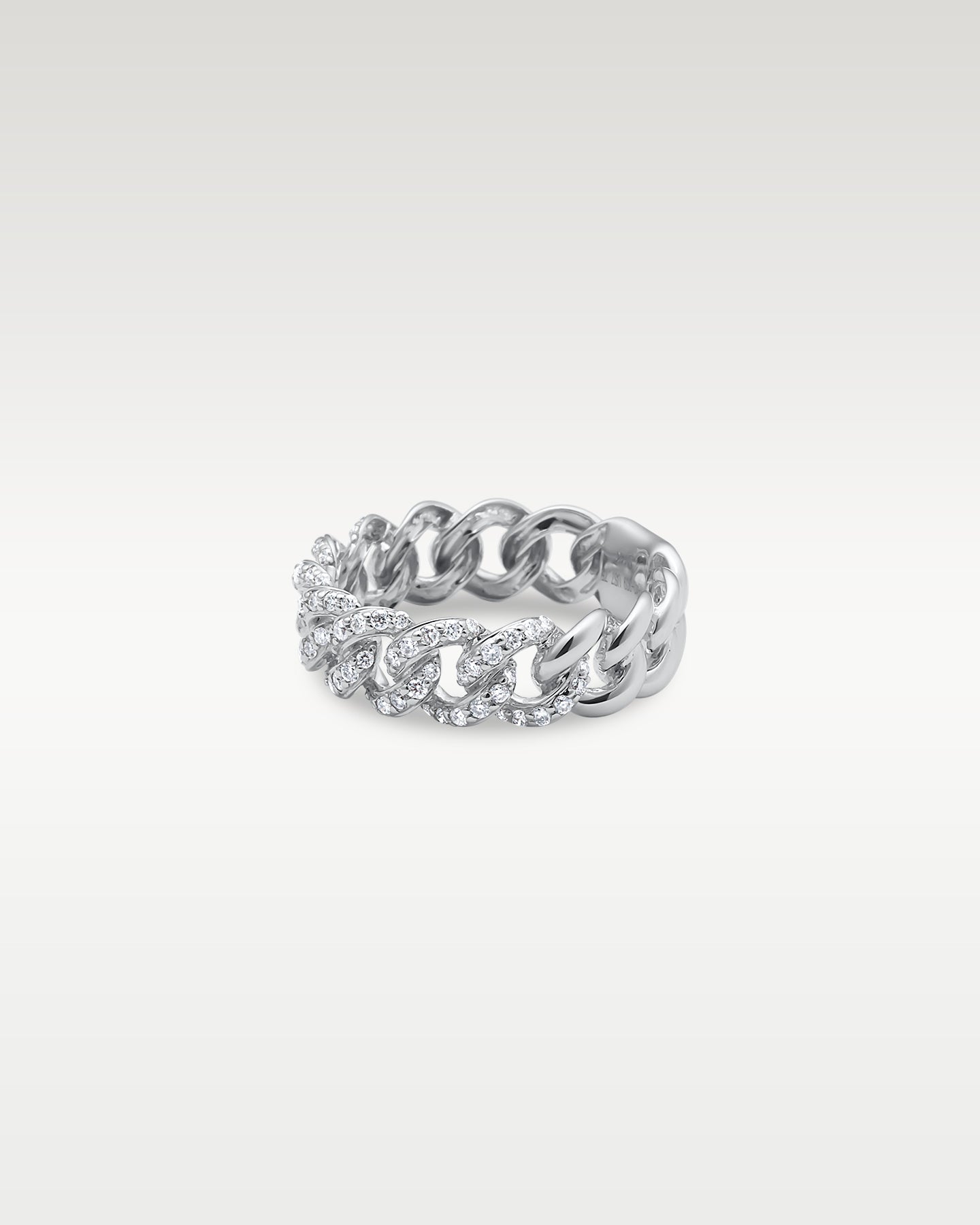 14k White Gold Diamond Chain Link Ring | Noah's Fine Jewelry Frisco Texas