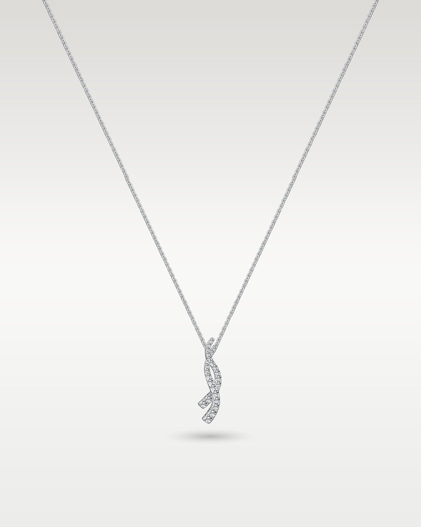 14k White Gold Diamond Twist Pendant
