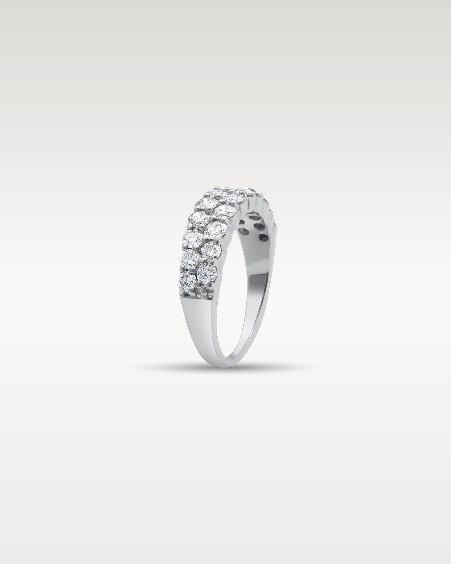 14k White Gold Double Row Diamond Ring | Noah's fine Jewelry Frisco TX