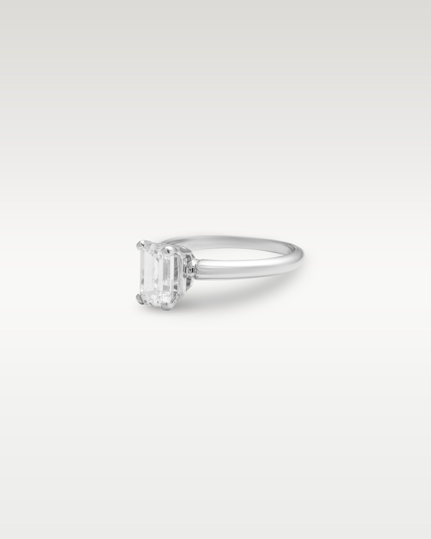 White Gold Emerald Diamond Solitaire Engagement Ring | Noah's Fine Jewelry and Watches