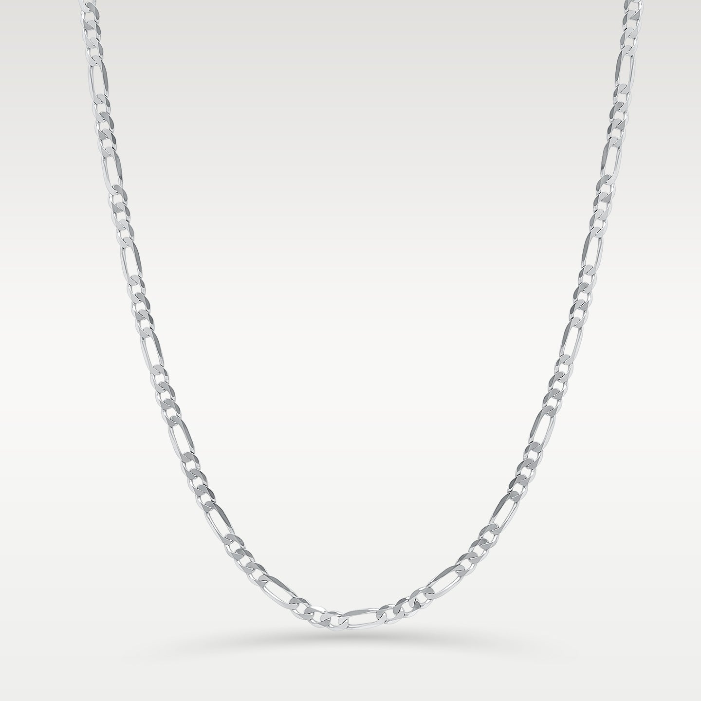 14k White Gold Figaro Chain Necklace | Noah's Fine Jewelry Dallas, Texas