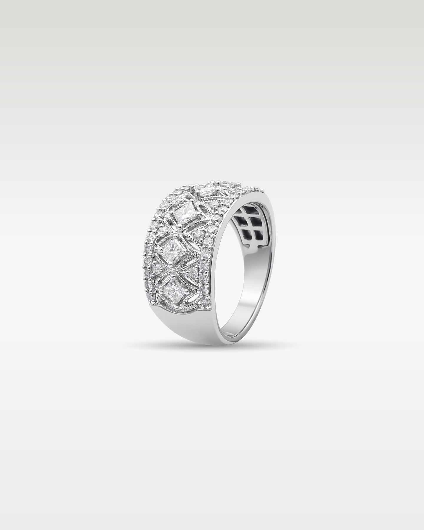 14k White Gold Ornate Diamond Band | Noah's Fine Jewelry Frisco, Texas