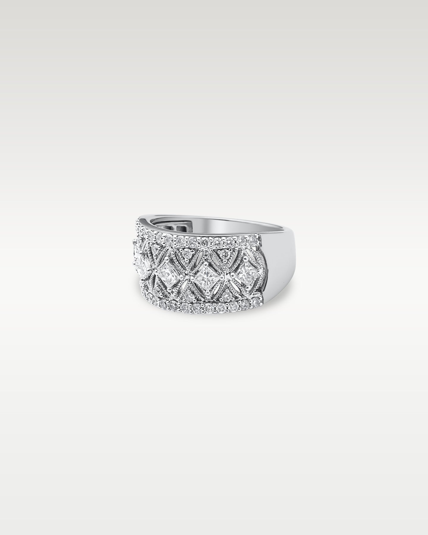 14k White Gold Ornate Diamond Band | Noah's Fine Jewelry Frisco, Texas