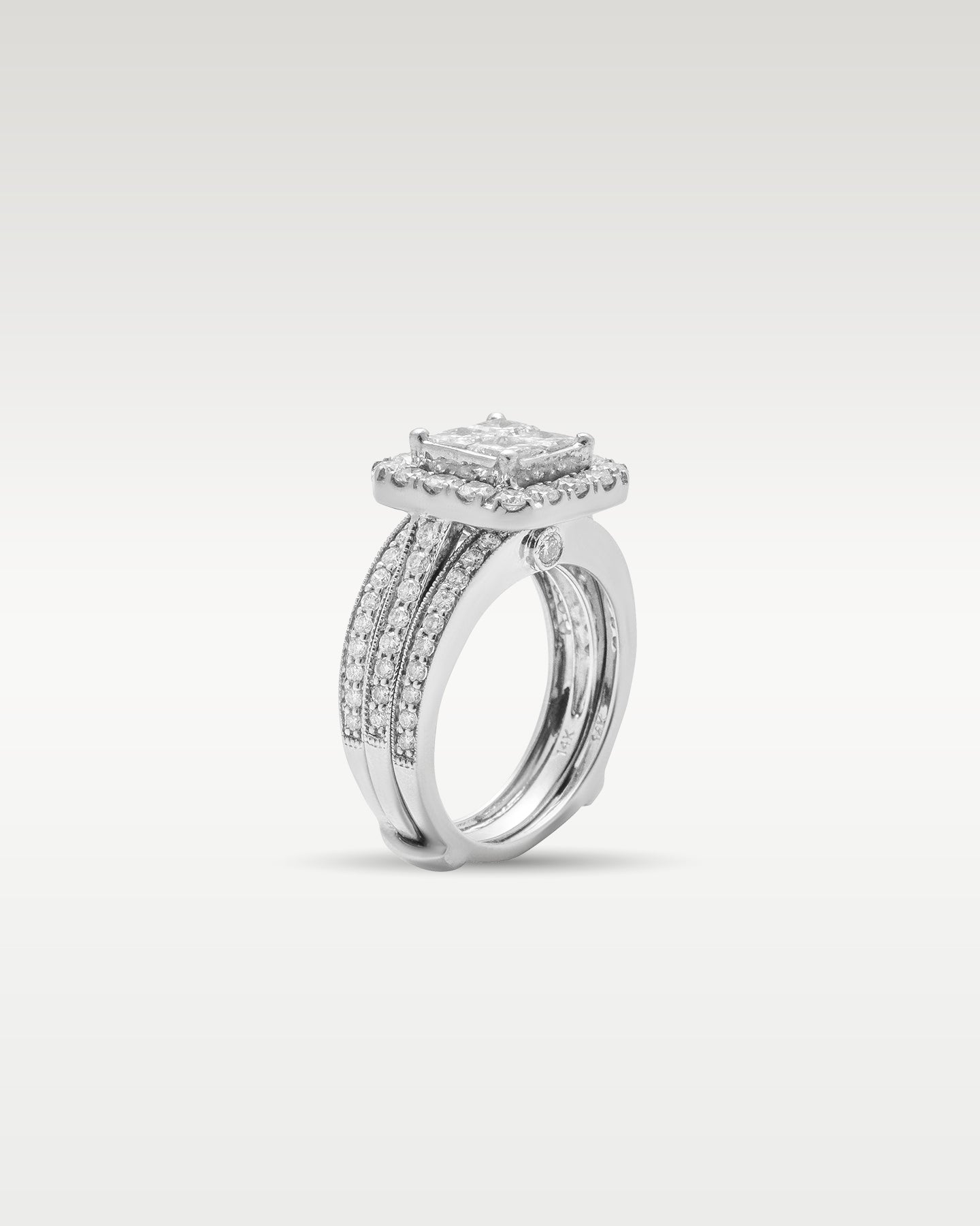 White Gold Princess Cut Quad Diamond Engagement Ring | Noah's Fine Jewelry and Watches