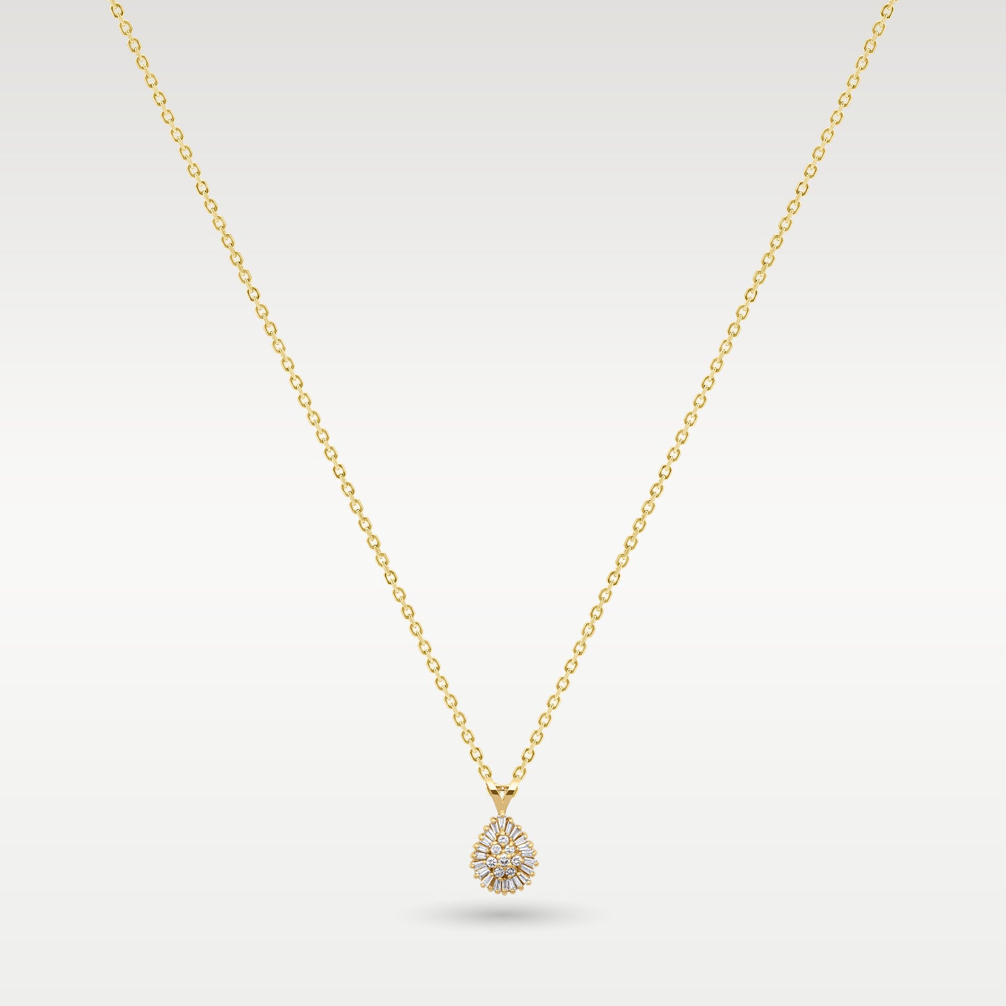 14k Yellow Gold Diamond Baguette Cluster Pendant | Frisco, Texas Watch & Jewelry Store