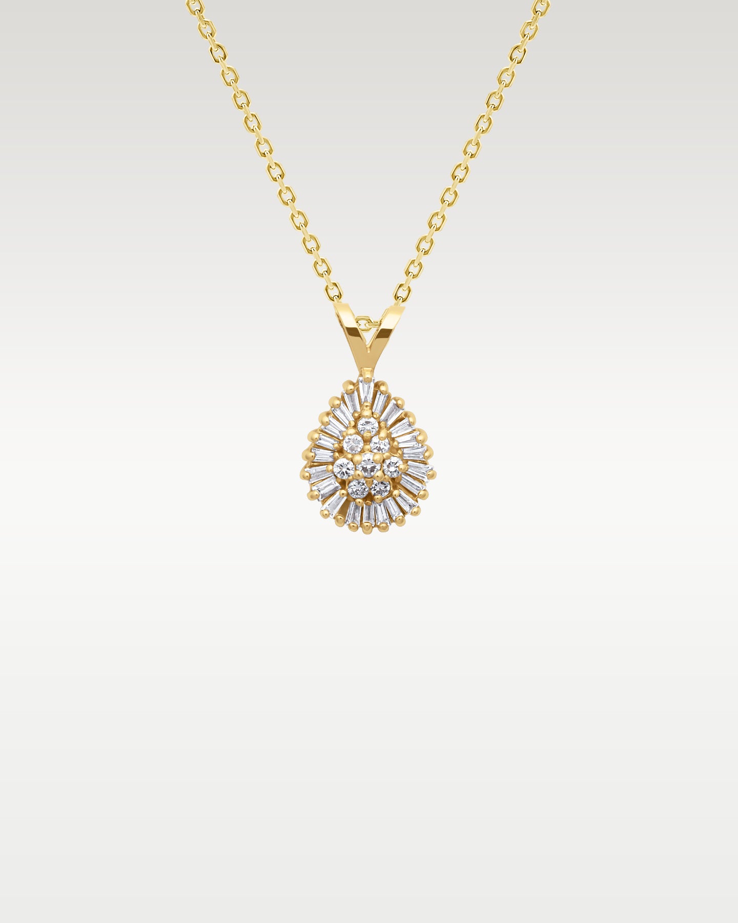 14k Yellow Gold Diamond Baguette Cluster Pendant | Frisco, Texas Watch & Jewelry Store