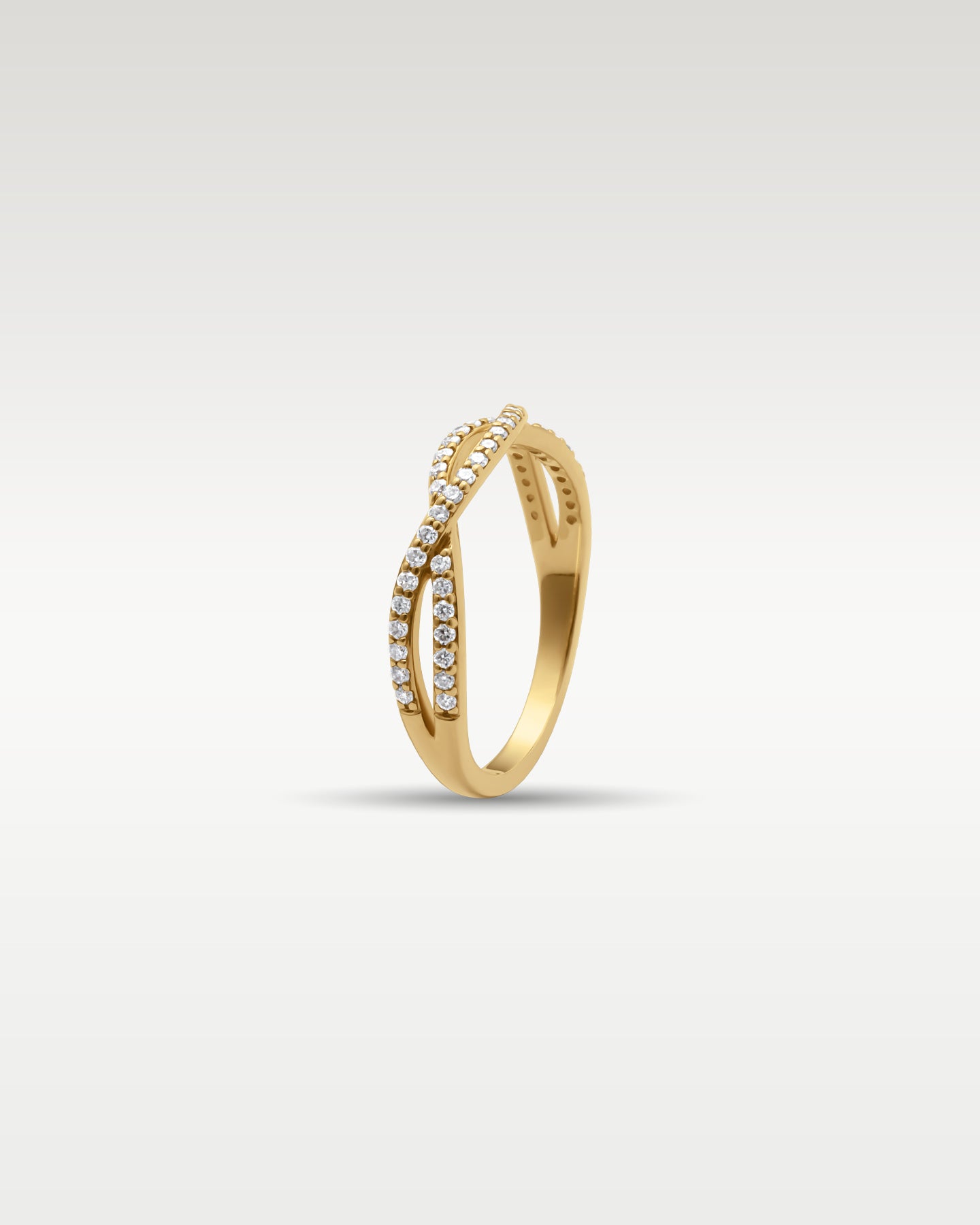 14k Yellow Gold Estenza Diamond Crossover Band | Noah's Fine Jewelry Dallas, TX