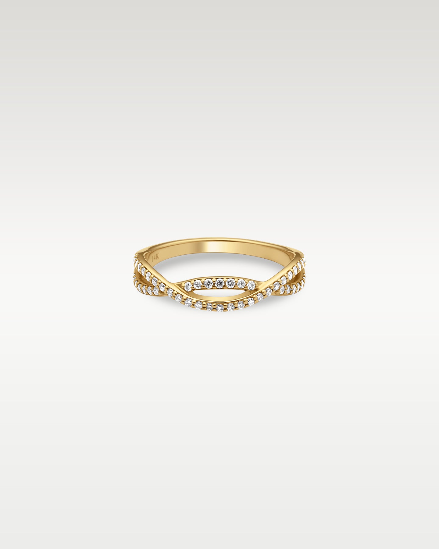 14k Yellow Gold Estenza Diamond Crossover Band | Noah's Fine Jewelry Dallas, TX