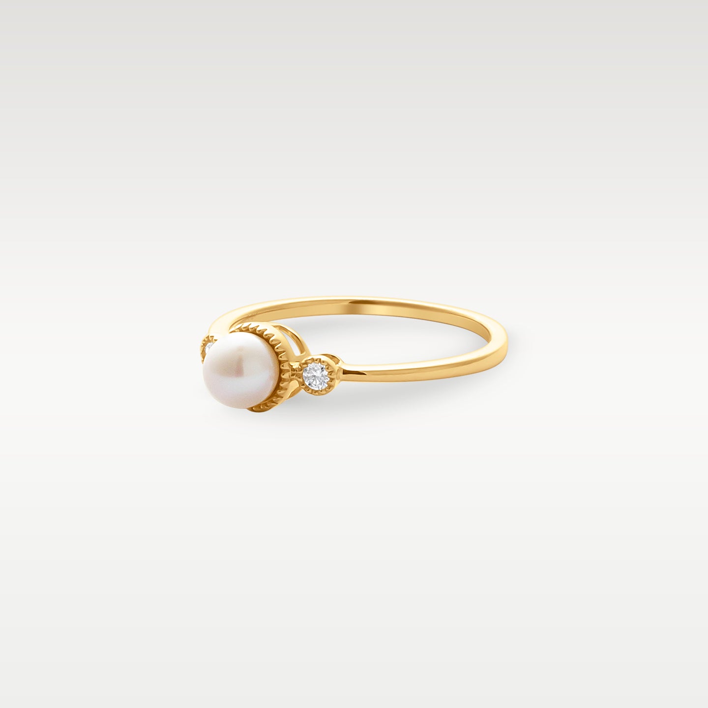 14k Yellow Gold Freshwater Pearl Diamond Ring | Noah's Fine Jewelry Dallas, Texas