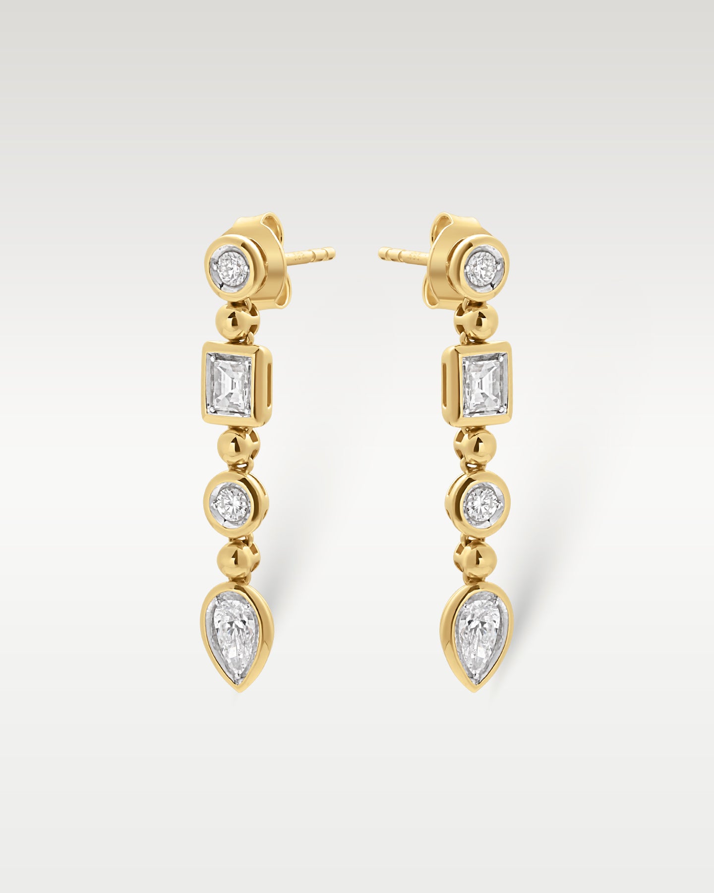 14k Yellow Gold Geometric Diamond Drop Earrings | Noah's Fine Jewelry Frisco TX
