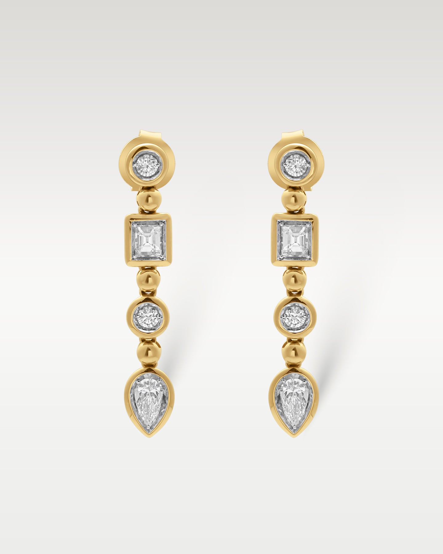 14k Yellow Gold Geometric Diamond Drop Earrings | Noah's Fine Jewelry Frisco TX