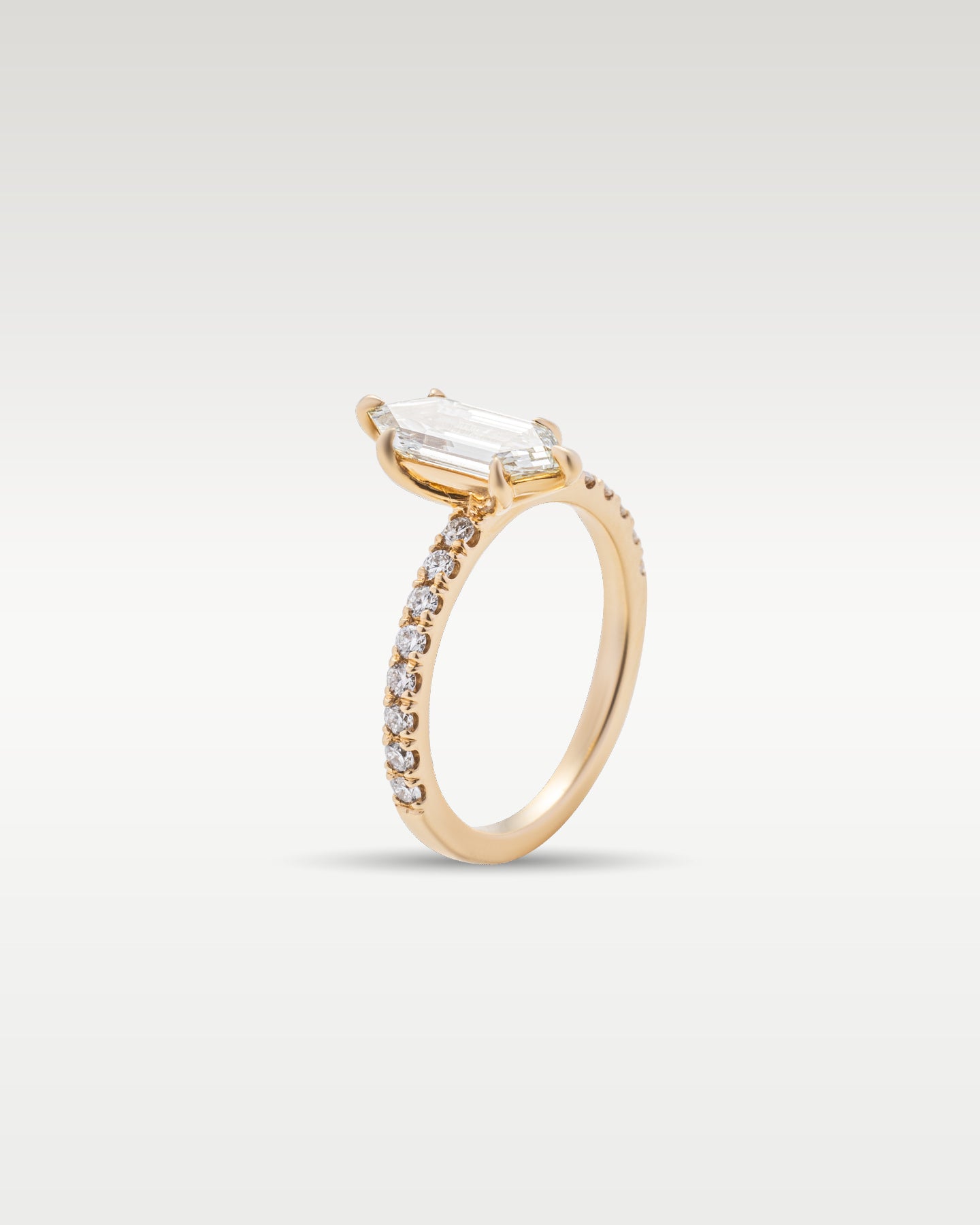 14k Yellow Gold Hexagonal Diamond Engagement Ring | Noah's Fine Watches and Jewelry