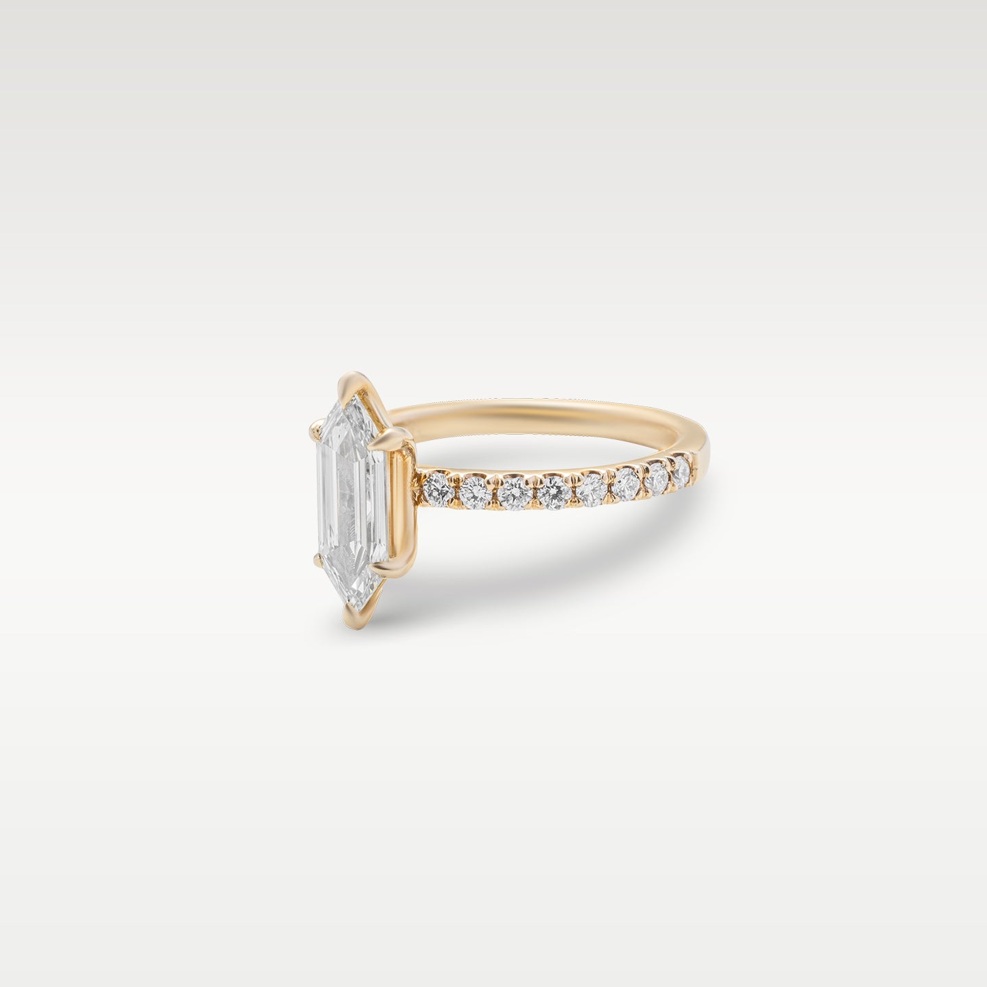14k Yellow Gold Hexagonal Diamond Engagement Ring | Noah's Fine Watches and Jewelry