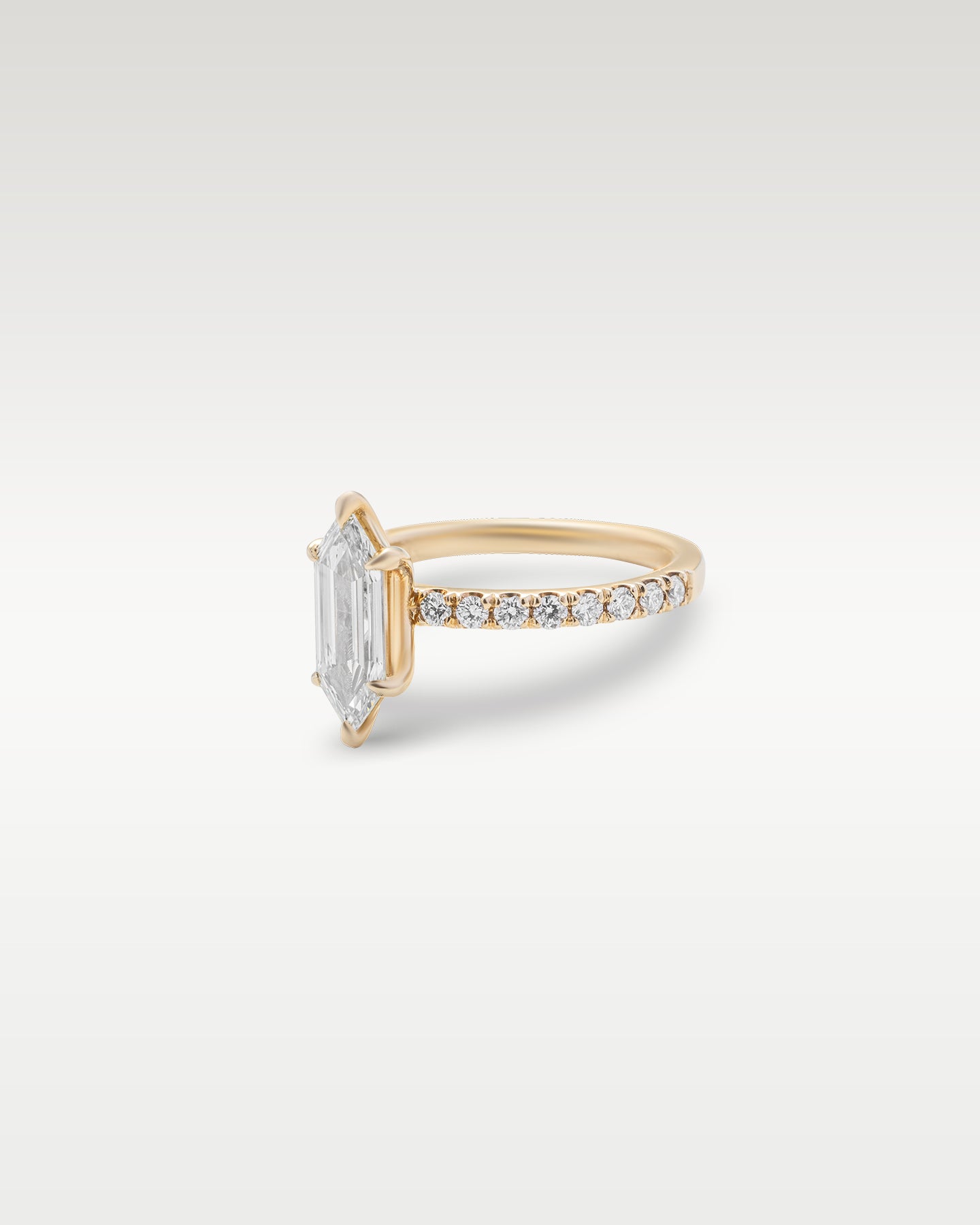 14k Yellow Gold Hexagonal Diamond Engagement Ring | Noah's Fine Watches and Jewelry