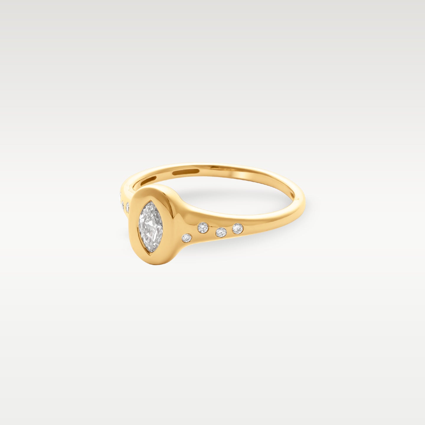 14k Yellow Gold Marquise Diamond Signet Ring | Noah's Fine Jewelry Frisco, TX