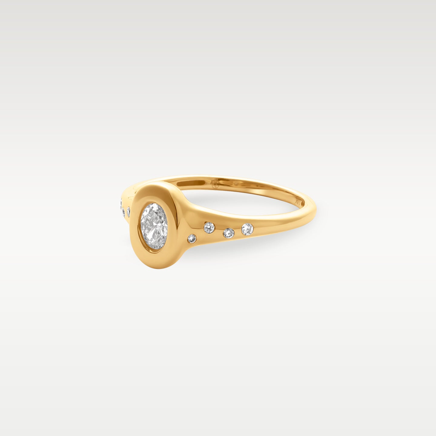 Yellow Gold Oval Diamond Signet Ring | Noah's Fine Jewelry Dallas, TX