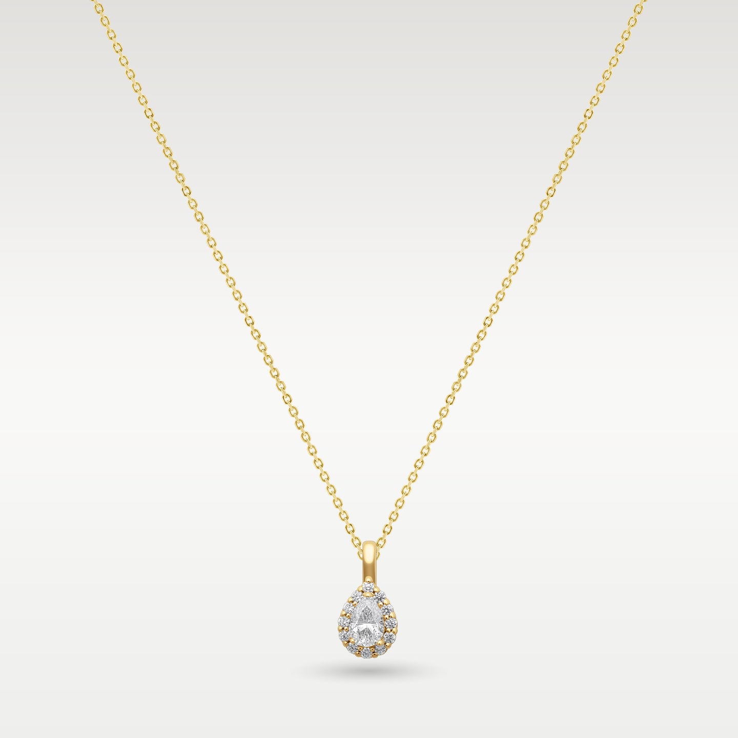 14k Yellow Gold Pear Diamond Halo Pendant | Frisco, Texas Watch & Jewelry Store