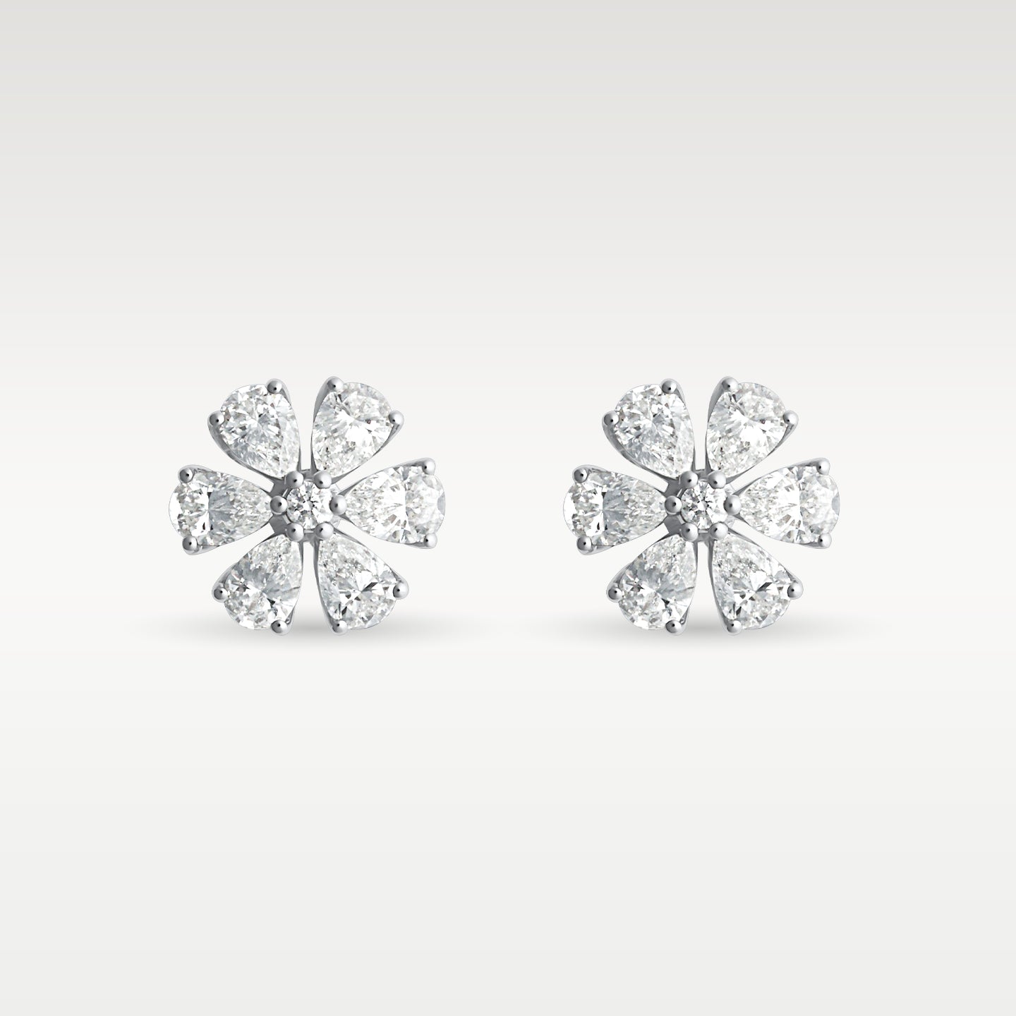 18K White Gold 1.35ct Diamond Flower Earrings