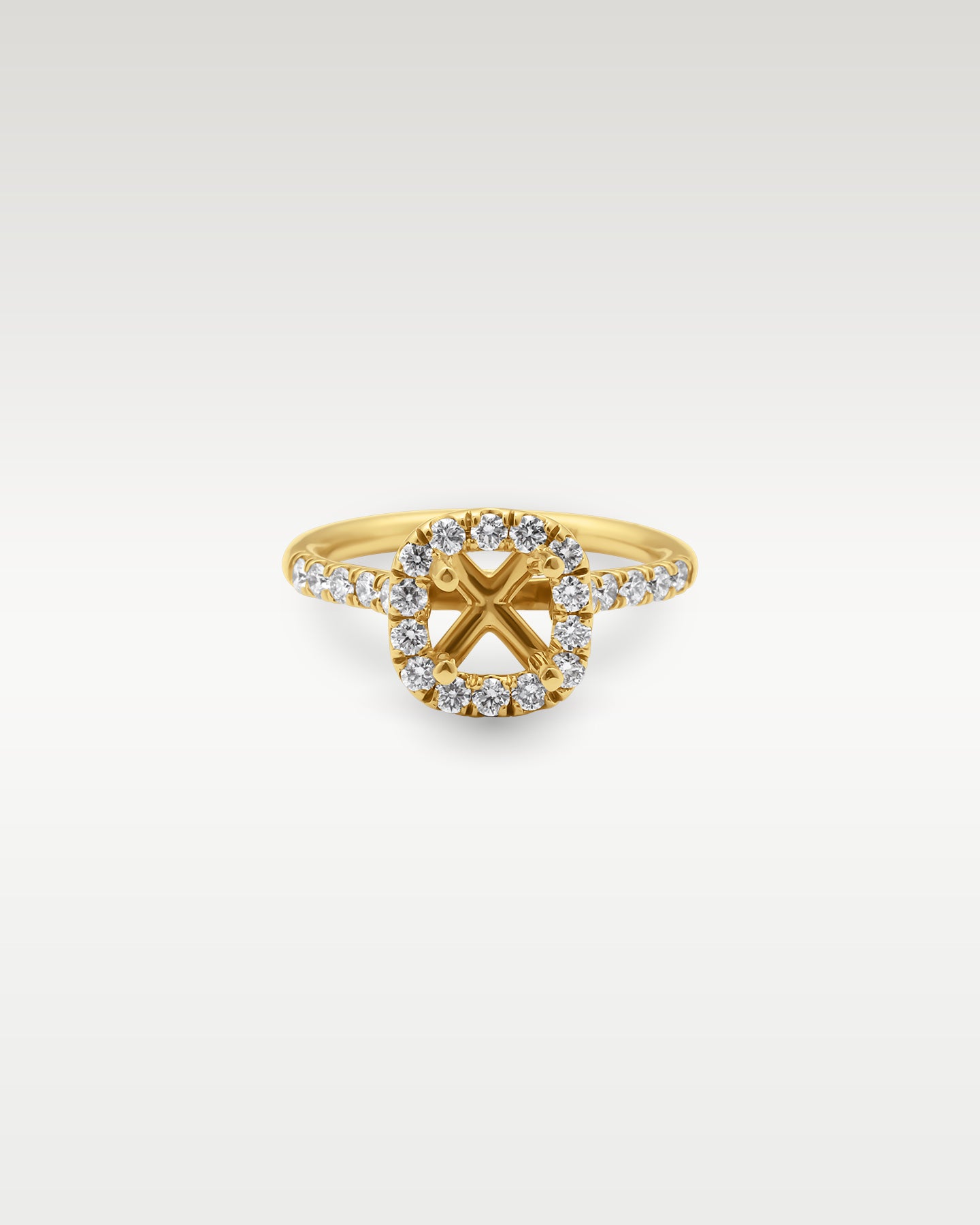 18K Yellow Gold 0.72ct Diamond Halo Ring Setting