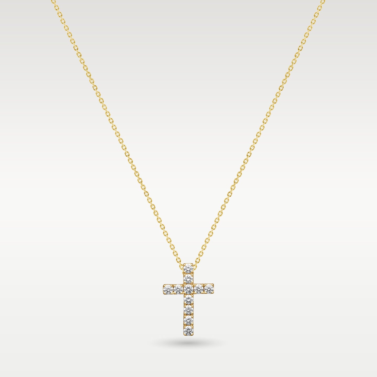 18K Yellow Gold Diamond Cross Pendant
