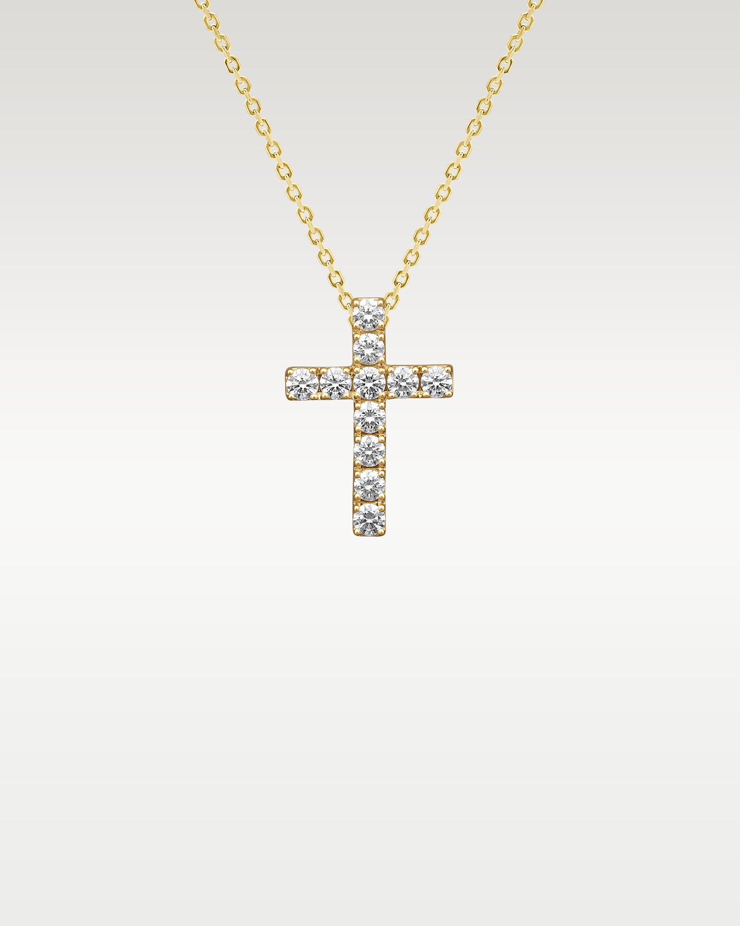 18K Yellow Gold Diamond Cross Pendant