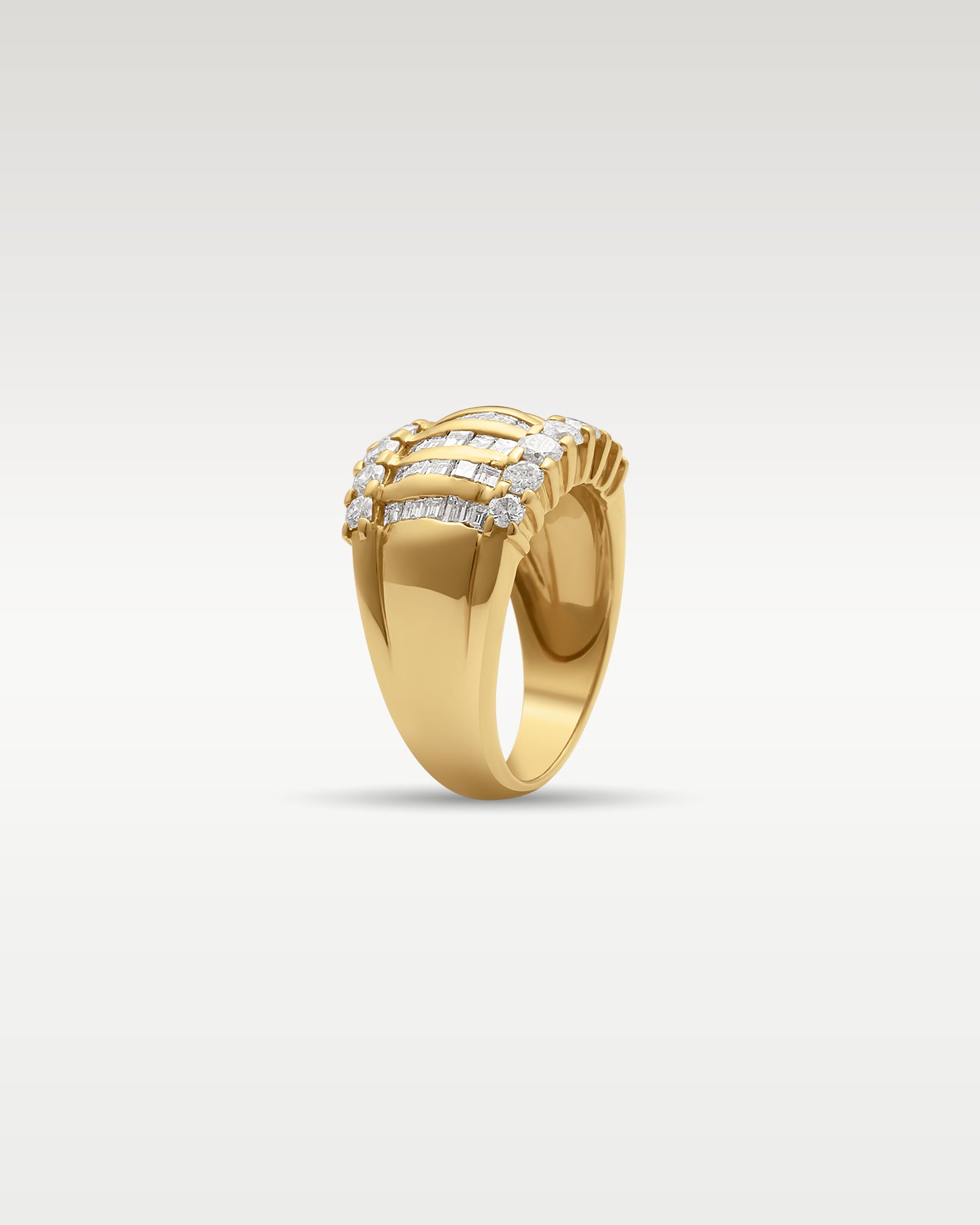 18k Yellow Gold Bold Diamond Multi Row Ring | Noah's Fine Jewelry Frisco TX