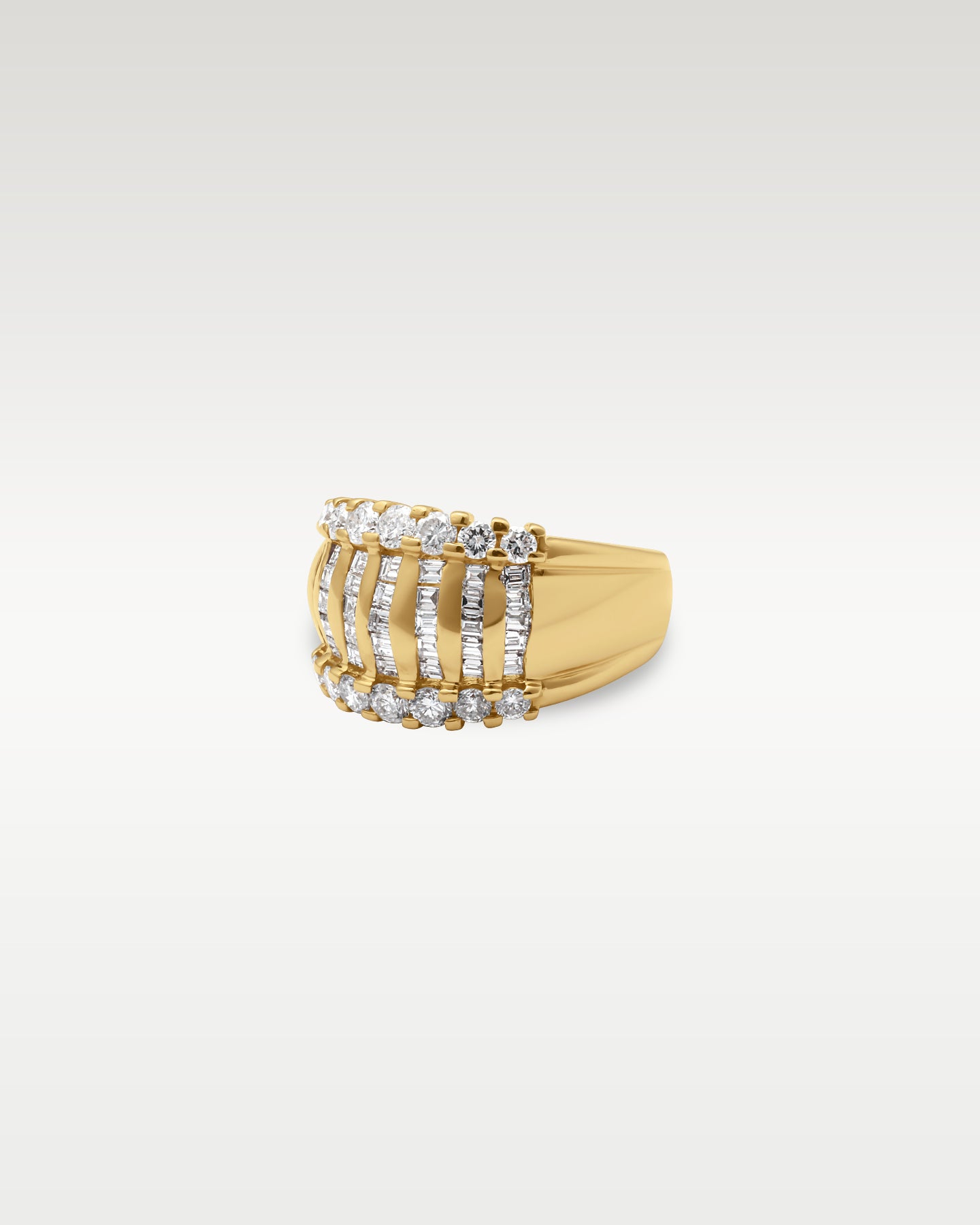 18k Yellow Gold Bold Diamond Multi Row Ring | Noah's Fine Jewelry Frisco TX