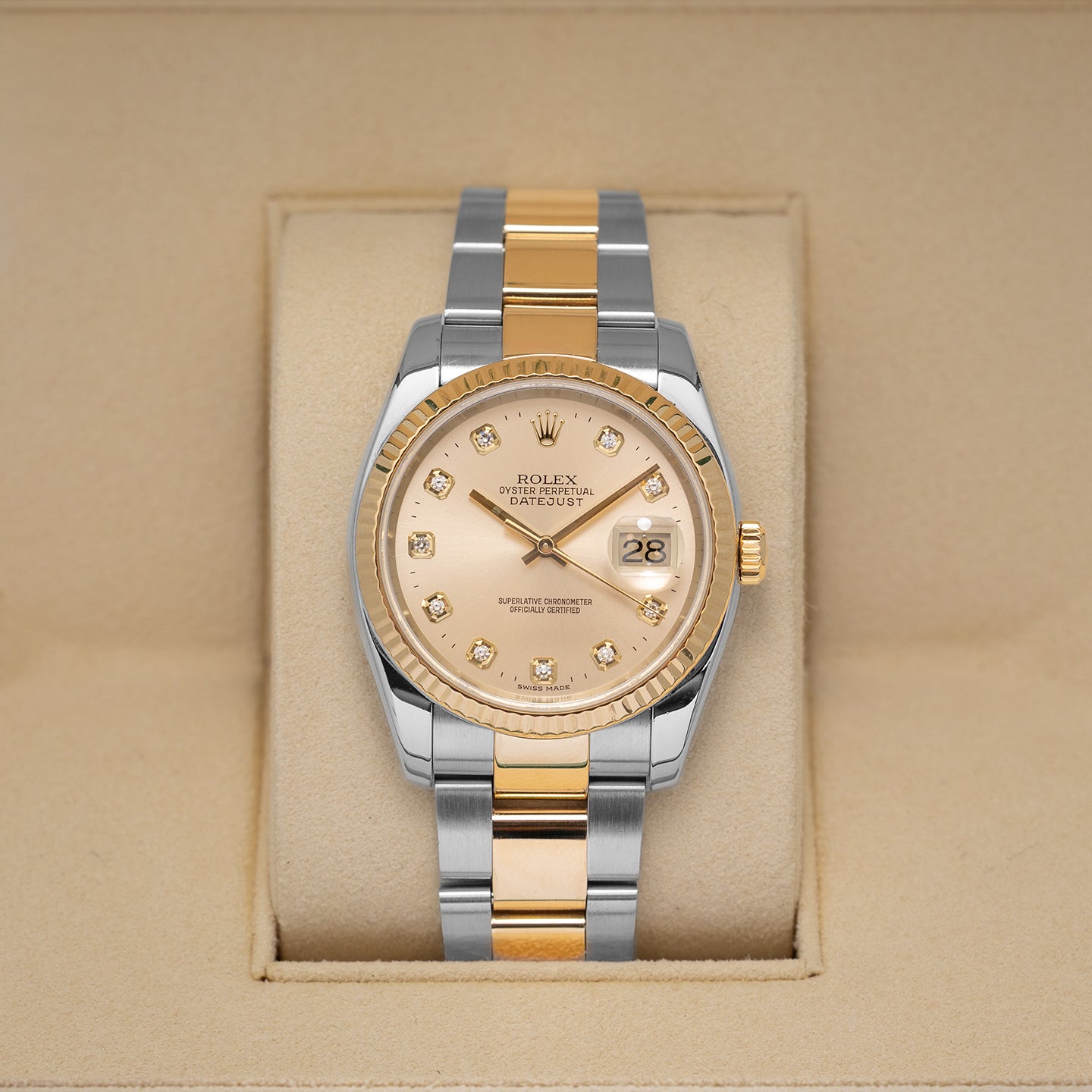 36MM Rolex Datejust Champagne Diamond 116233 | Noah's Fine Watches