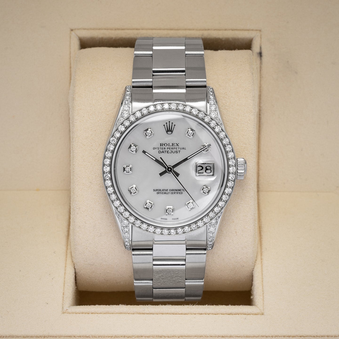 Aftermarket Diamond Rolex Datejust 16030 | Noah's Fine Watches Frisco, TX