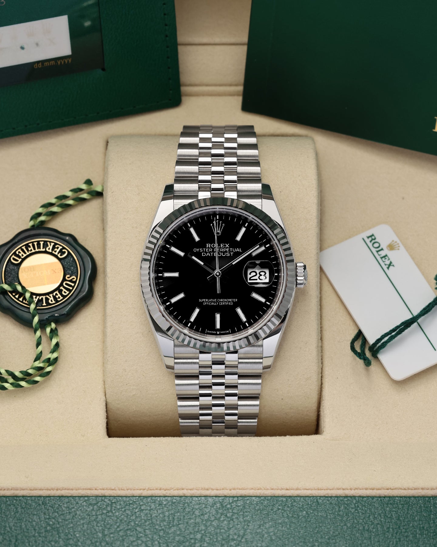 レラ Rolex Datejust 36 Diamond Hour Markers Automatic Unisex Watch 棚・シェルフ・ラック