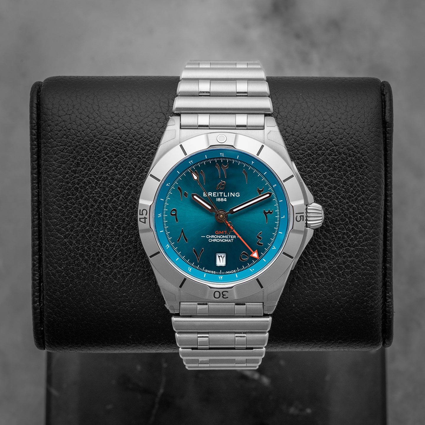 Breitling Chrono GMT Teal A323983B1C1A1 | Noah's Fine Watches Dallas, Texas