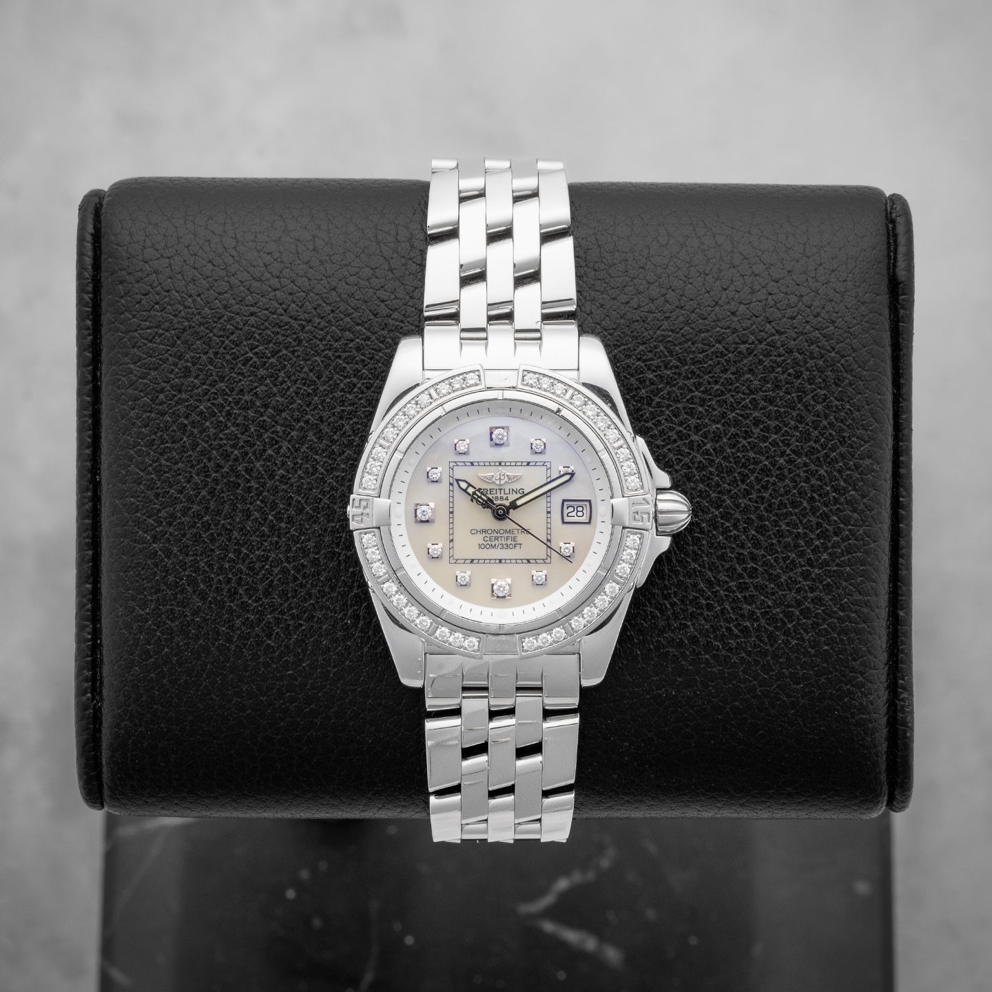 Galactic SuperQuartz A71356 Diamond MOP Dial Breitling Watch | Noah's Fine Watches Dallas