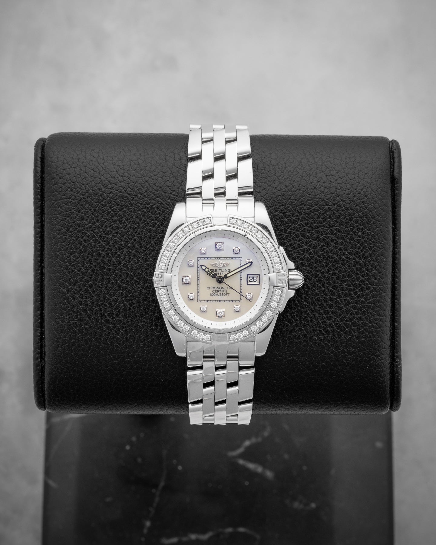 Galactic SuperQuartz A71356 Diamond MOP Dial Breitling Watch | Noah's Fine Watches Dallas